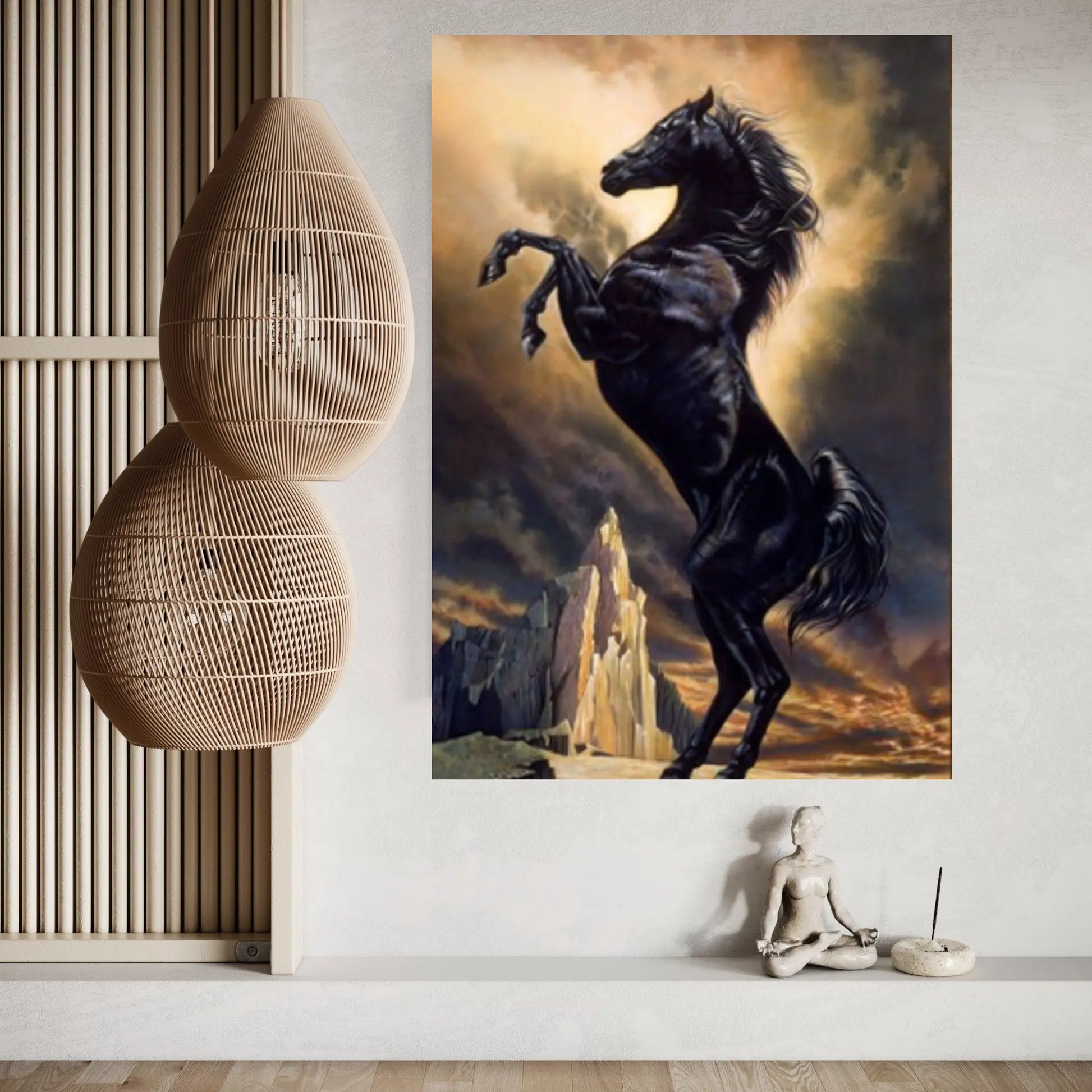 Large Black Horse Print Poster Canvas Art Animal Art Horse Wall Art Horse Wall Decor Animal Painting Horse Canvas Wall Art Horse Print - Y Canvas