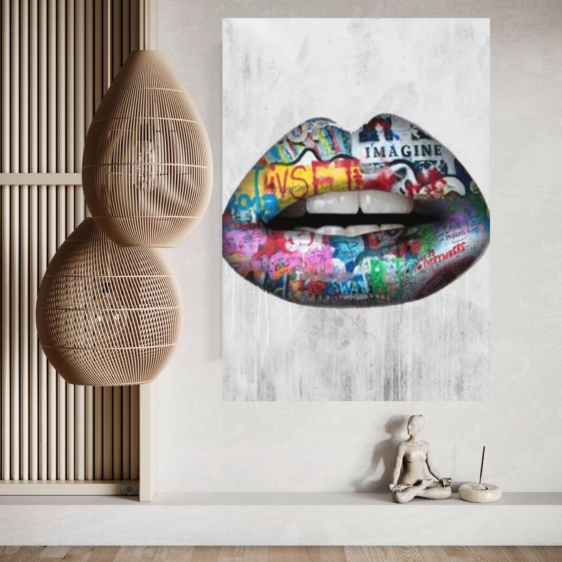 Banksy Poster, Sexy Lip Art Canvas Decor, Print Poster Graffiti Wall Art - Y Canvas