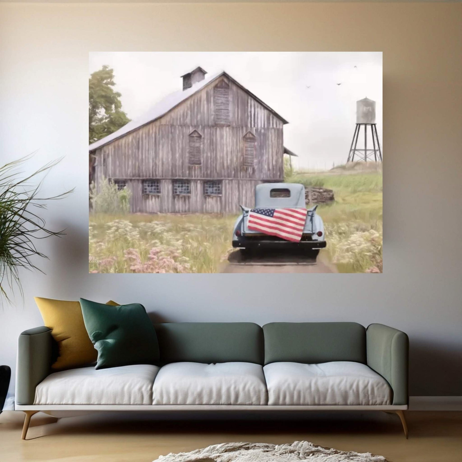 Flag on Tailgate Canvas Wall Art - Y Canvas