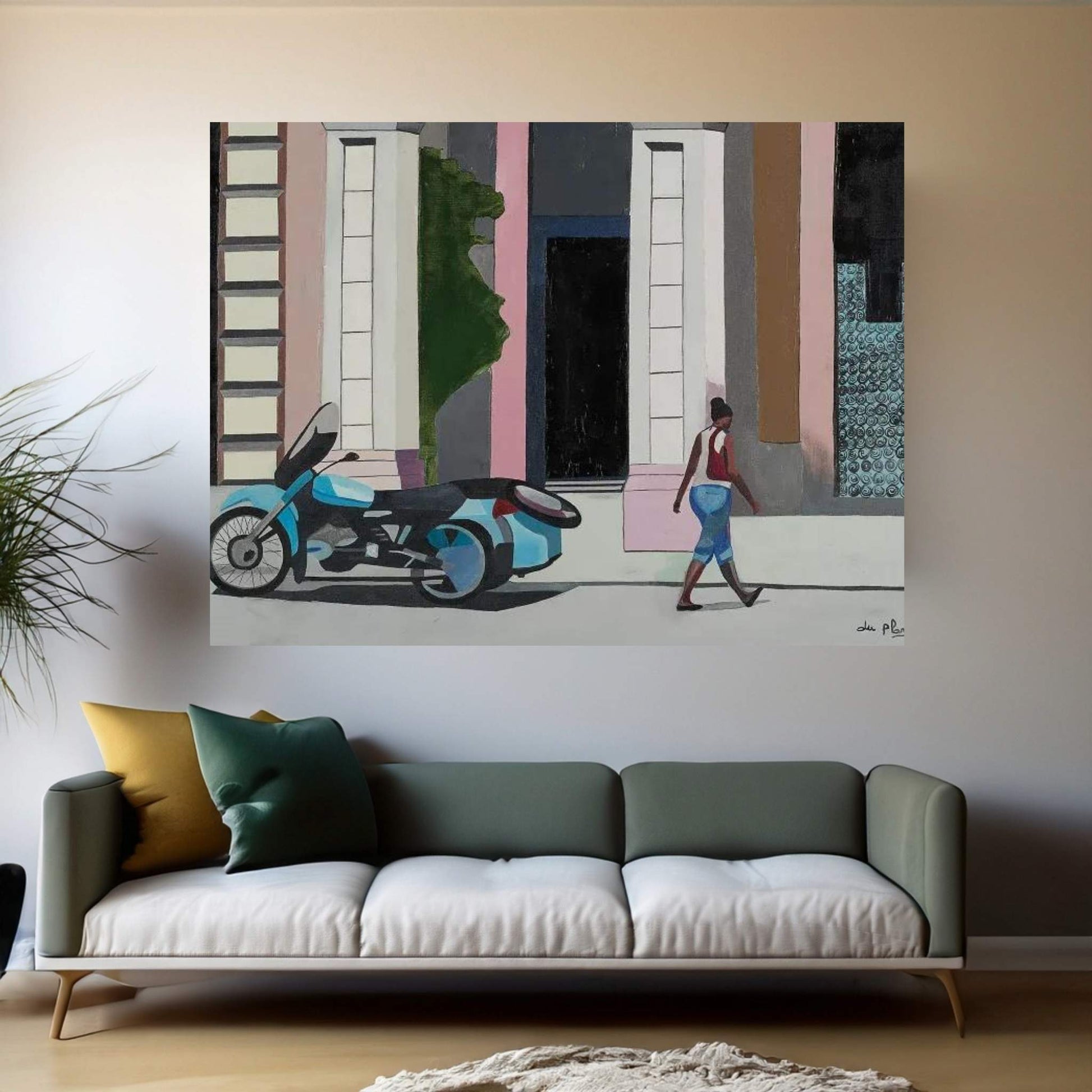 Havana Motorcycle Canvas Wall Art - Y Canvas