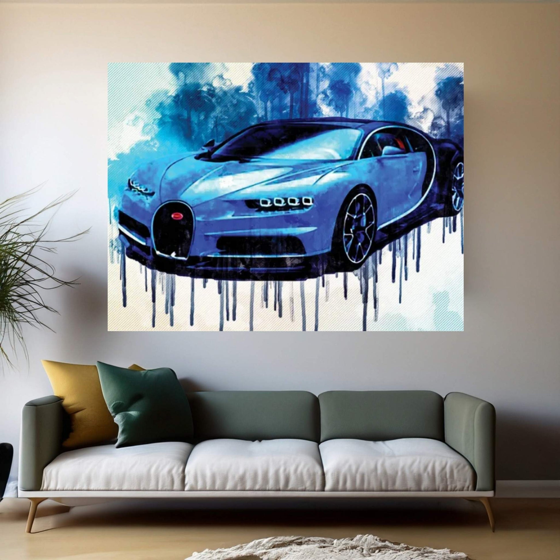 Hypercar 2017 Bugatti Bugatti Chiron Blue Bugatti Canvas Wall Art - Y Canvas