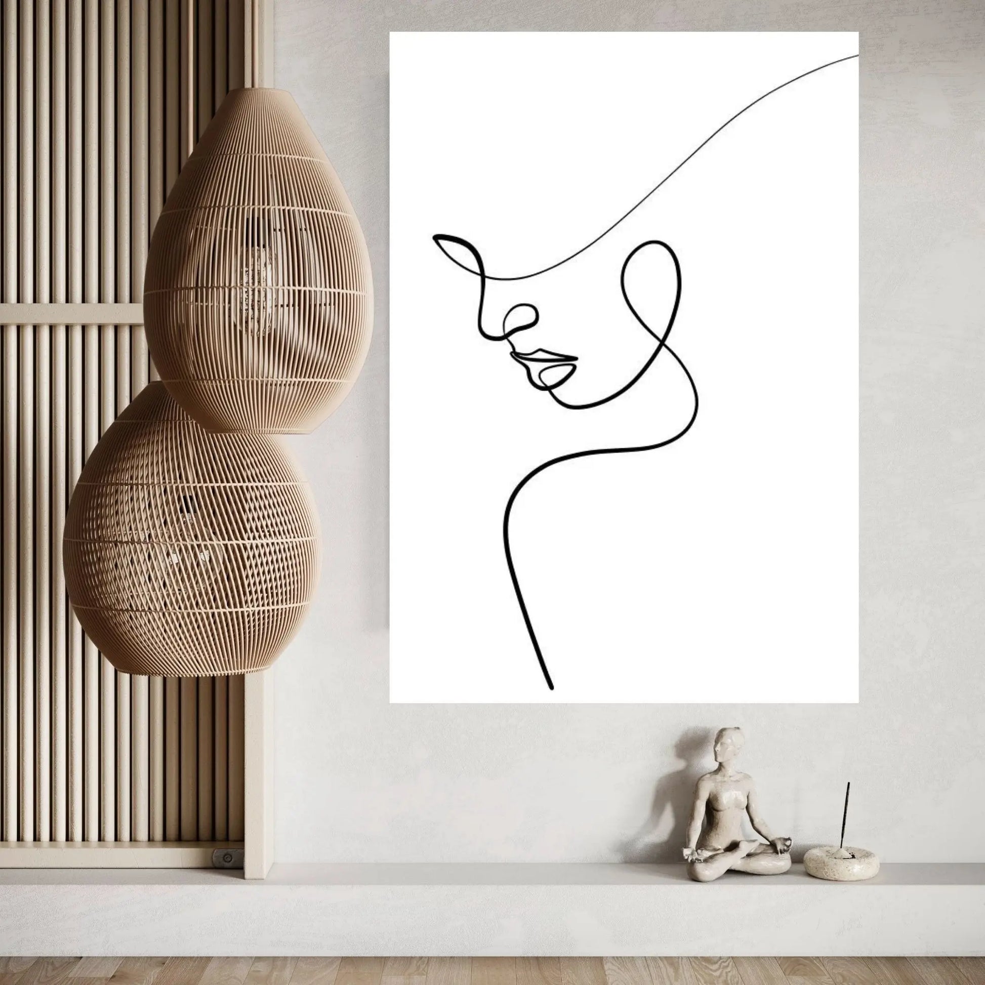 One Line Woman Canvas Wall Art - Y Canvas