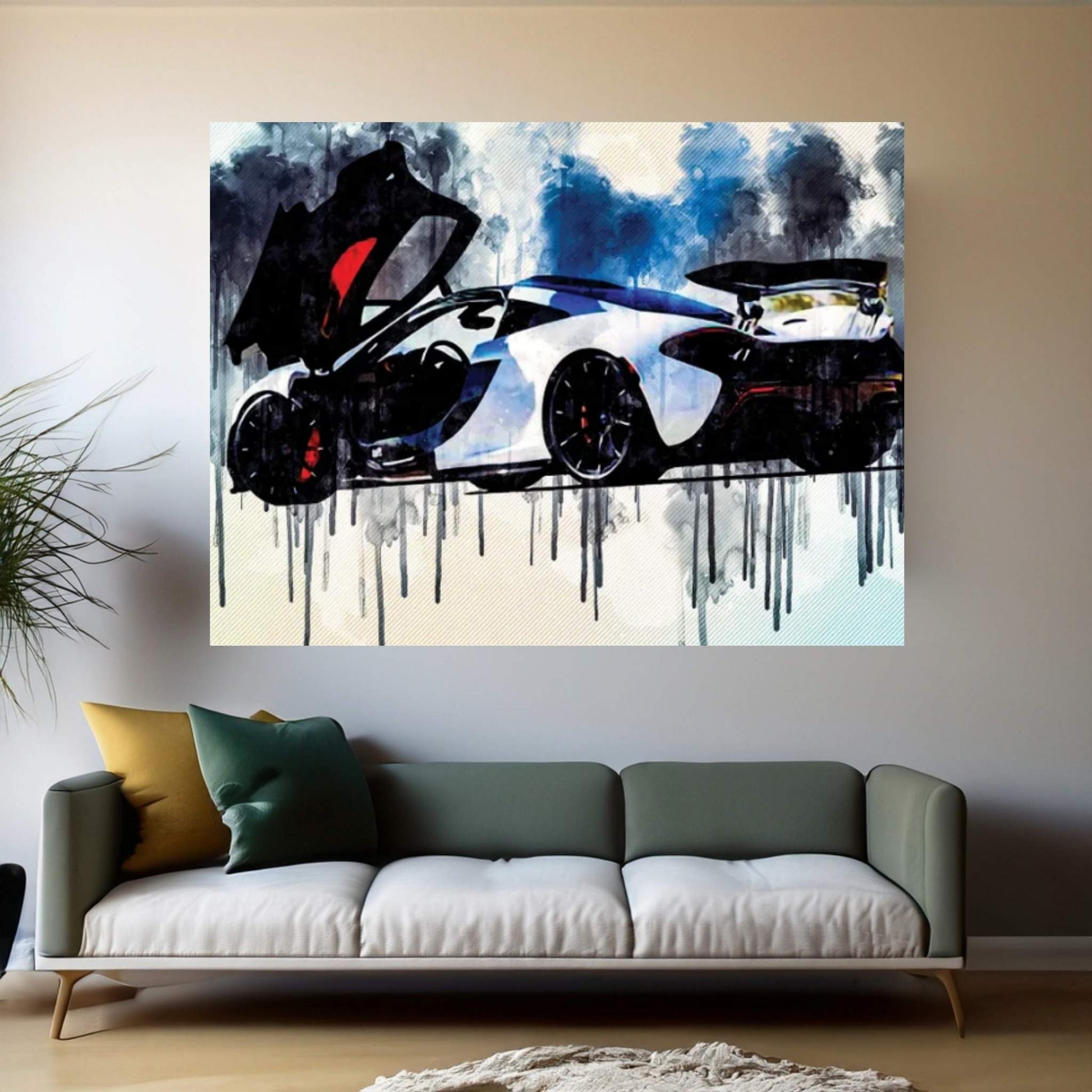 Mclaren P1 2020 Rear View Exterior White Supercar Hypercar British Sports Cars Canvas Wall Art - Y Canvas
