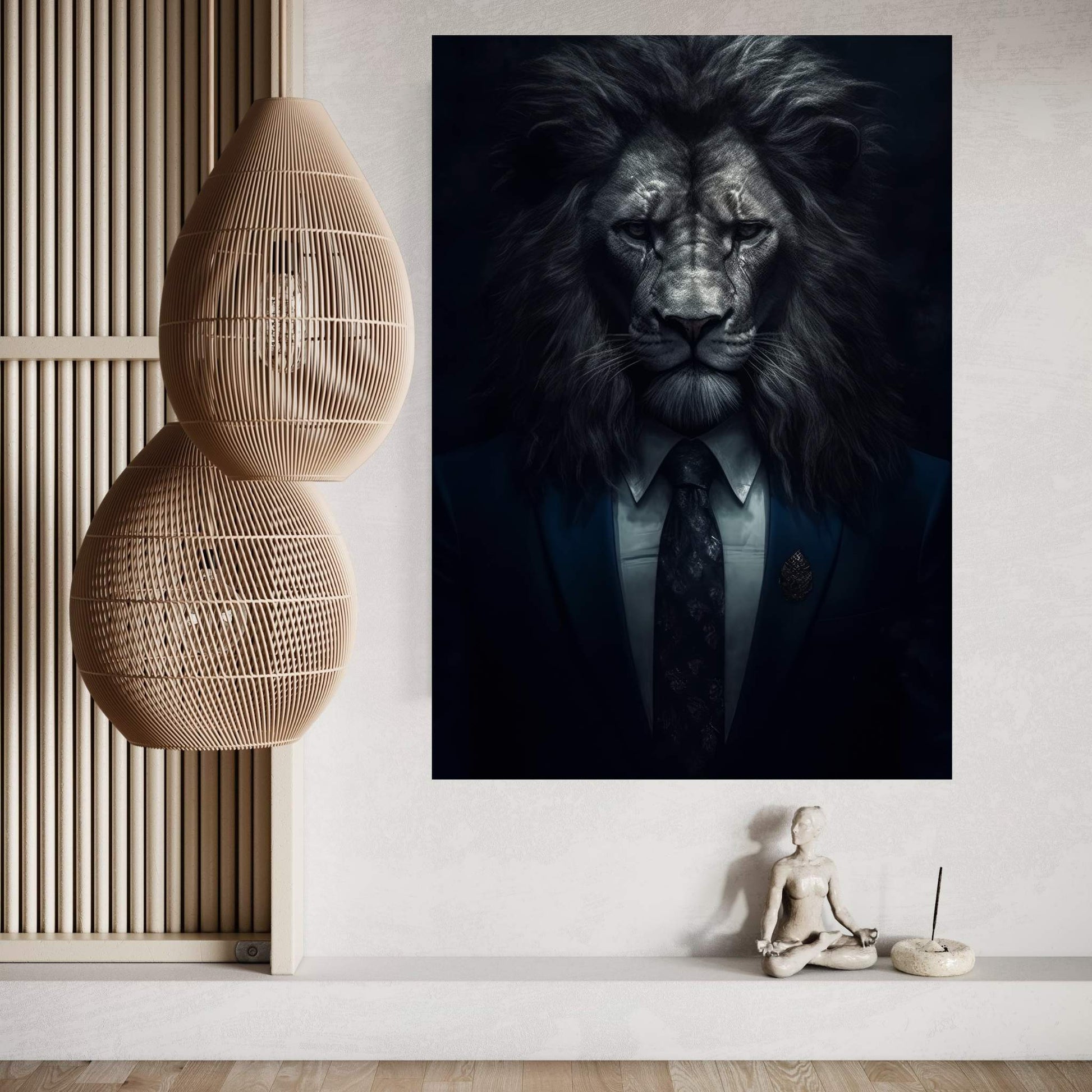 Businnes Lion Wall Art, Lion Canvas Art, Animal Wall Art - Y Canvas