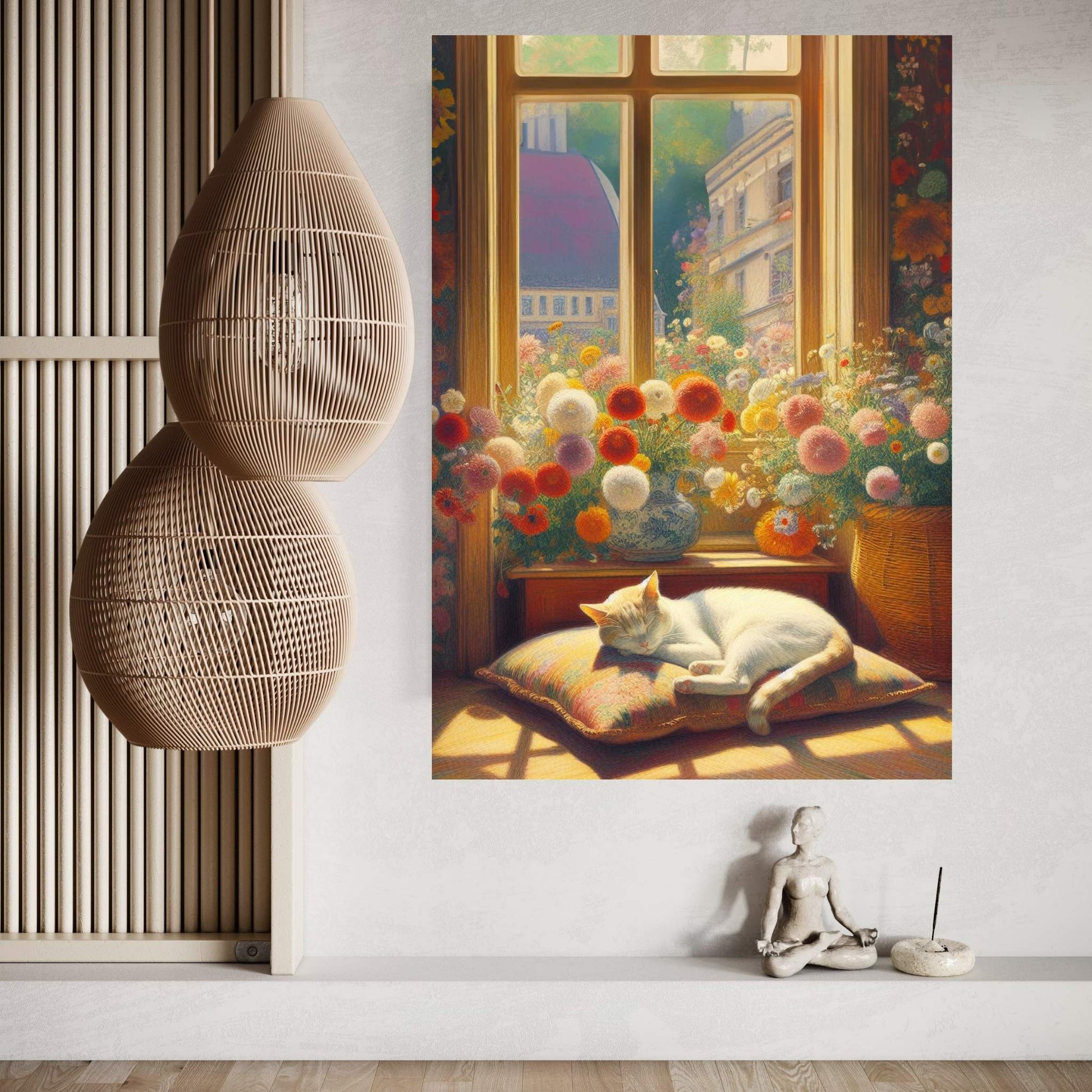 Le Chat Blanc The White Cat Abstract Reproduction Canvas Wall Art - Y Canvas