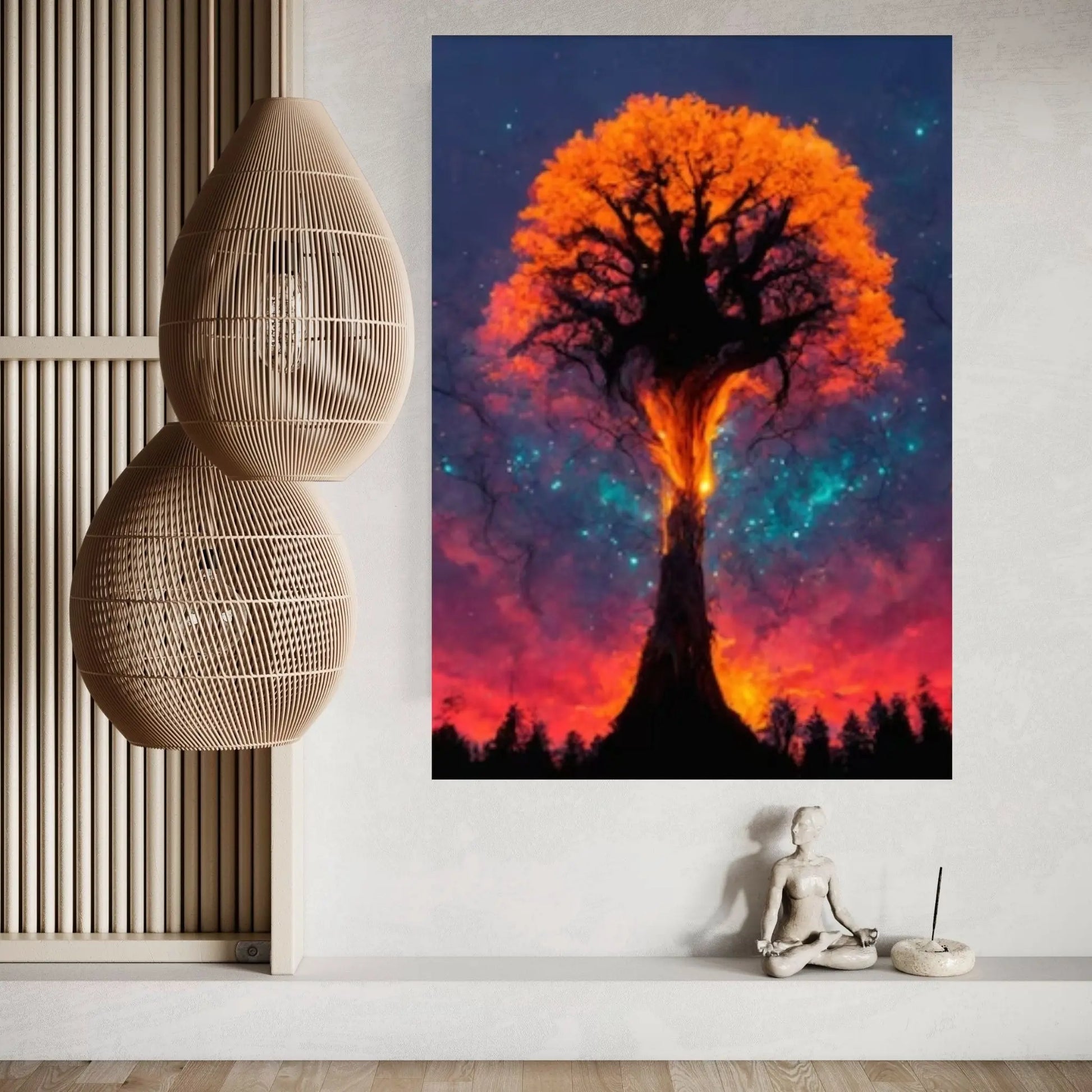 Day-Night Tree Forest Canvas Wall Art - Y Canvas