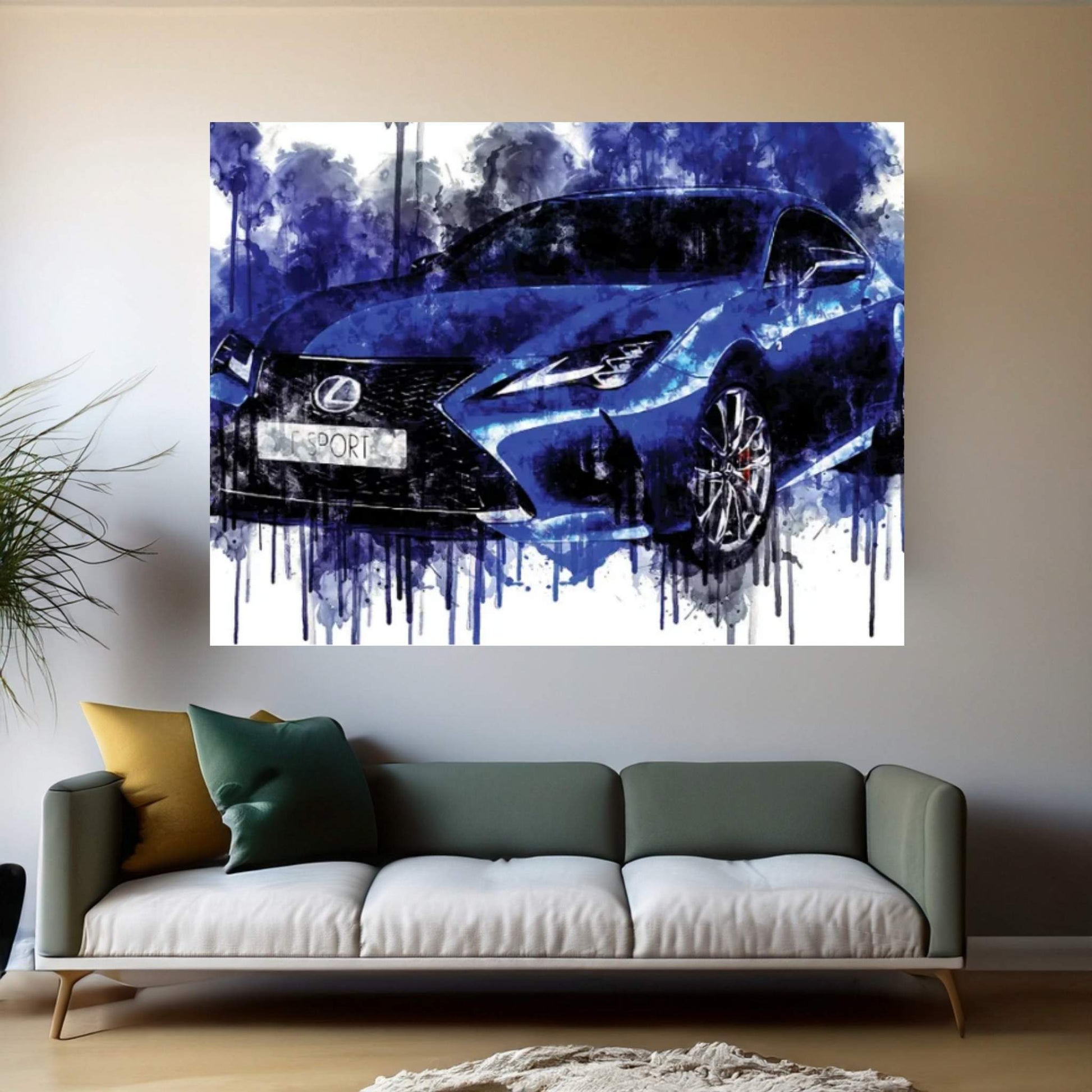 Car 2019 Lexus RC 350 F Sport Cars Watercolor Painting Colorful Art Canvas Wall Art - Y Canvas