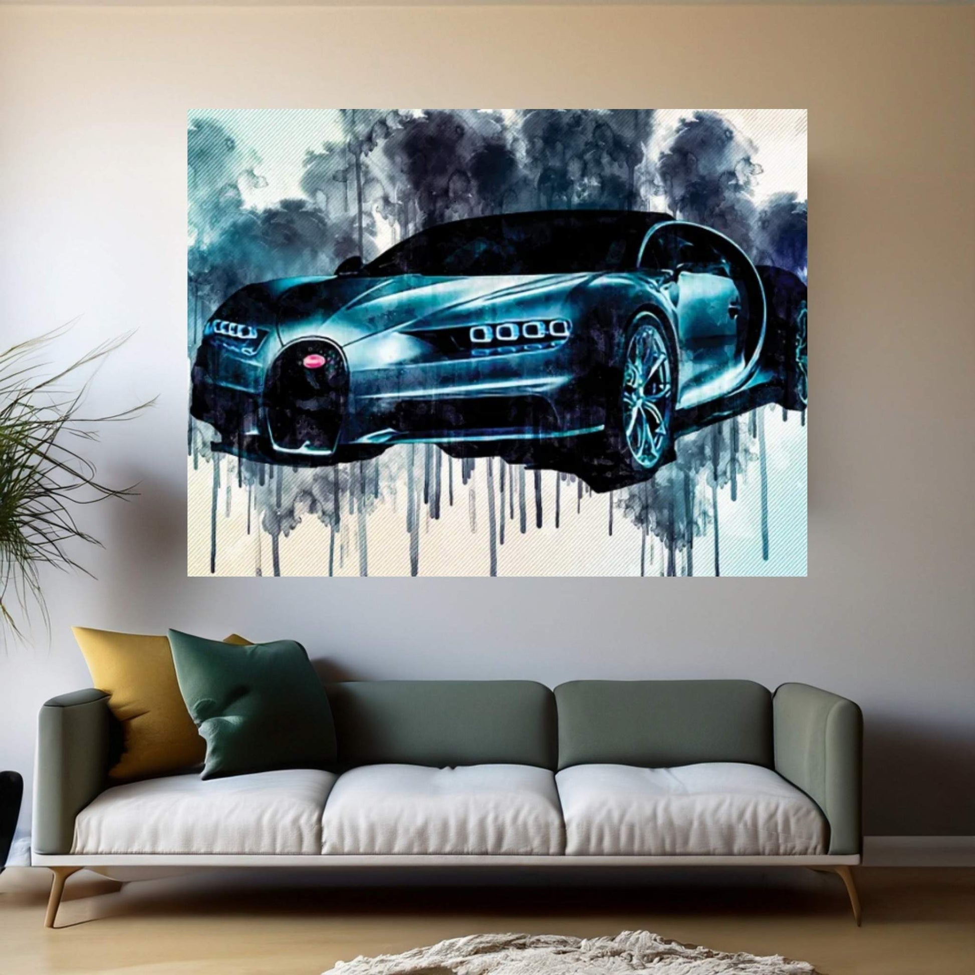 Bugatti Chiron 2018 Front View Supercar Hypercar Canvas Wall Art - Y Canvas