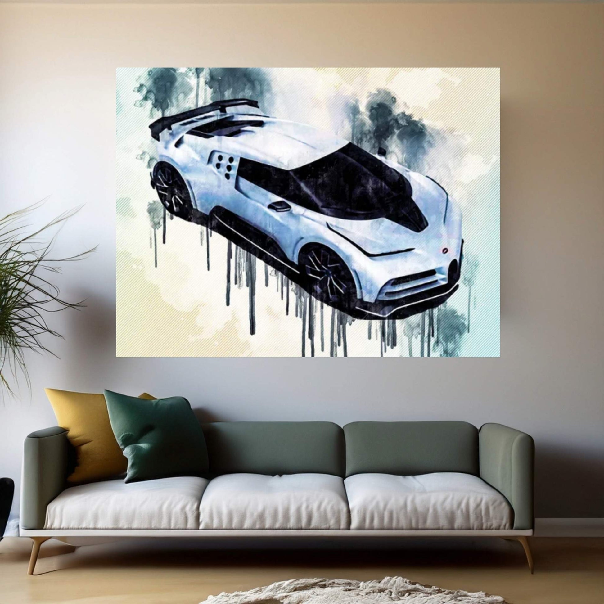 Bugatti Centodieci 2020 1600-Hp Hypercar Exterior Top View Canvas Wall Art - Y Canvas