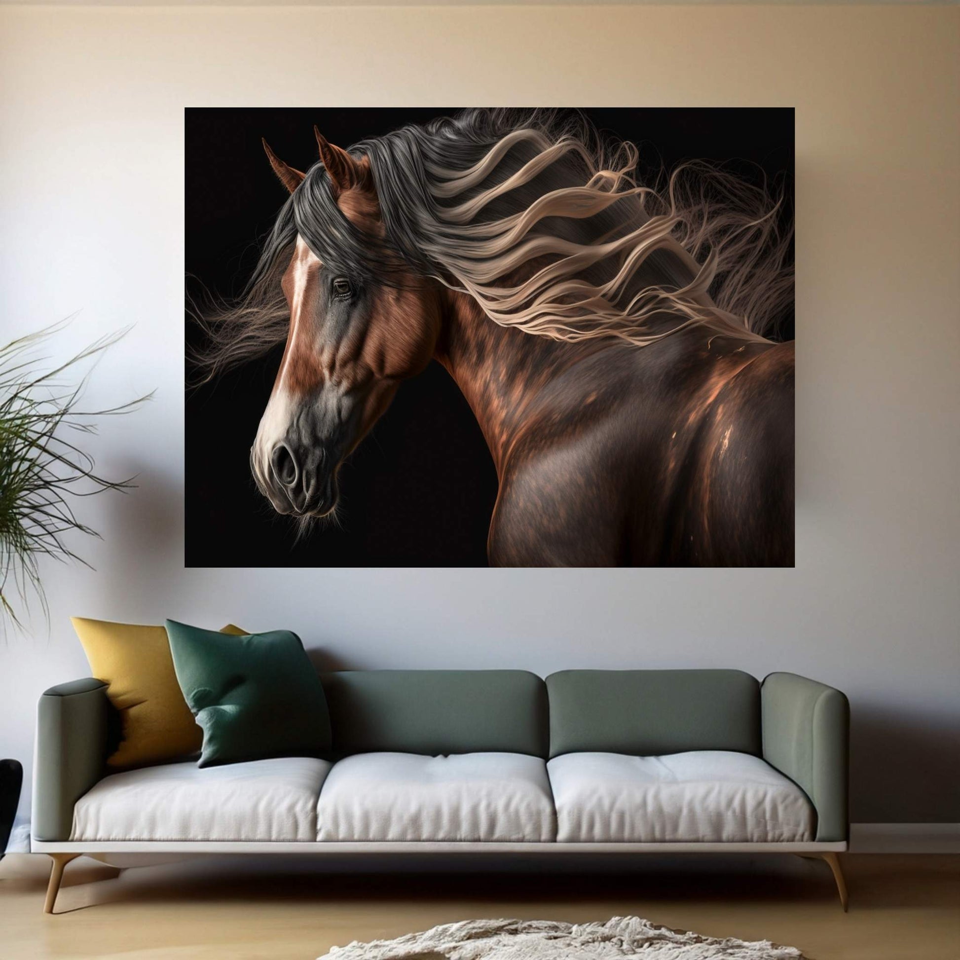 Beautiful Brown Horse Canvas Wall Art , Animal Wall Art - Y Canvas