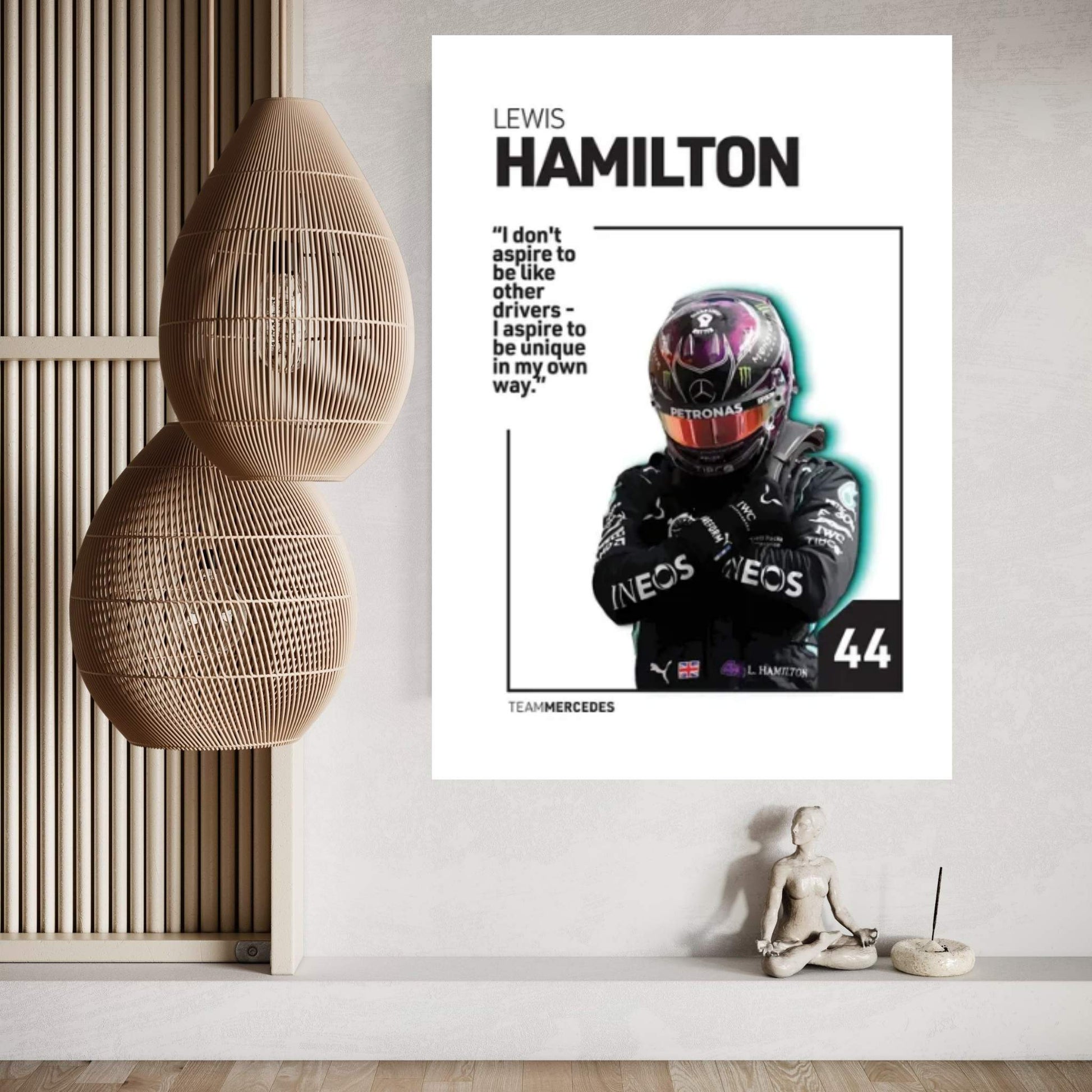 Lewis Hamilton (White) Canvas Wall Art - Y Canvas