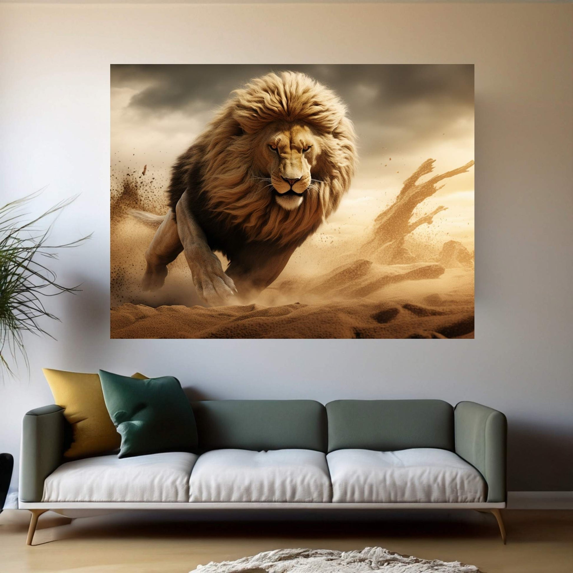 King Lion Wall Art, Lion Canvas Art, Animal Wall Art - Y Canvas