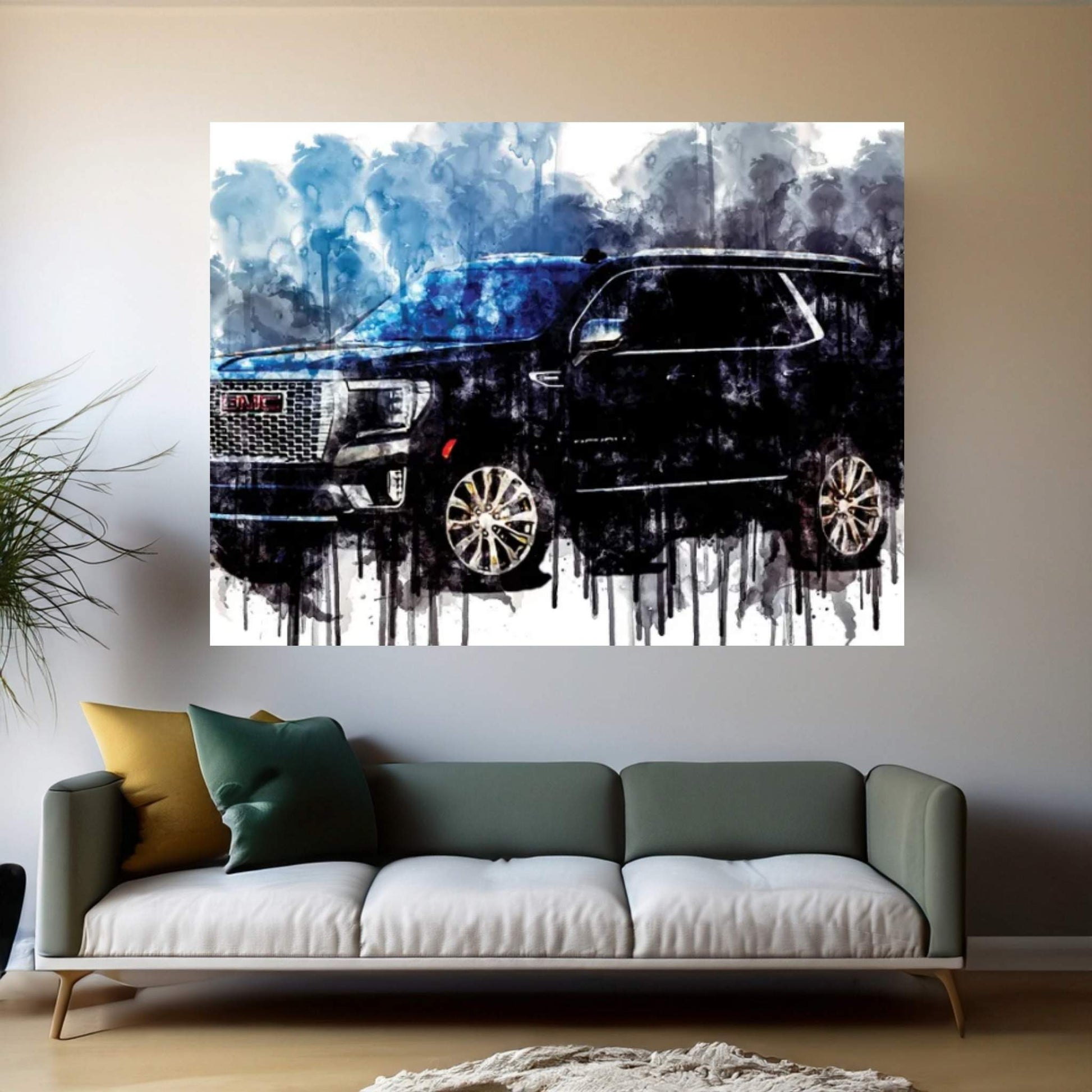 Car 2021 GMC Yukon Denali Duramax Canvas Wall Art - Y Canvas