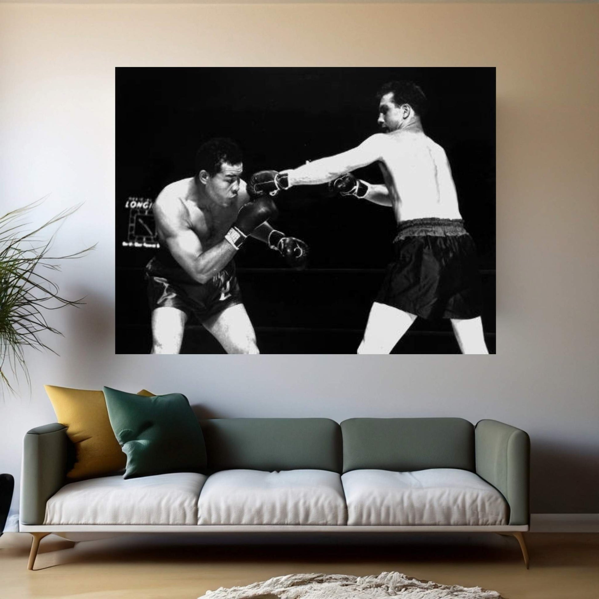 American boxer Joe Louis fighting with Billy Conn 1946 Canvas Wall Art - Y Canvas