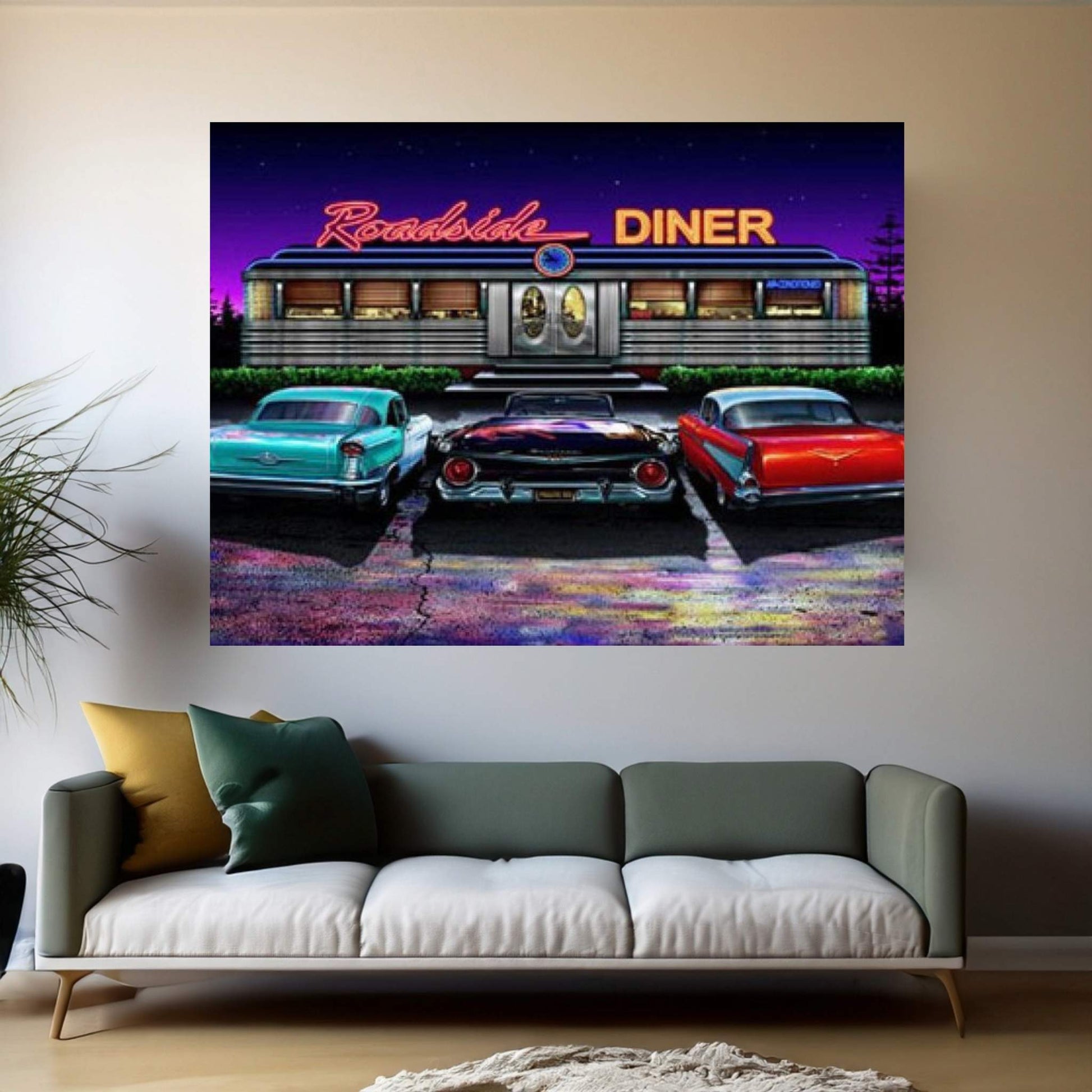 Roadside Diner I Canvas Wall Art - Y Canvas