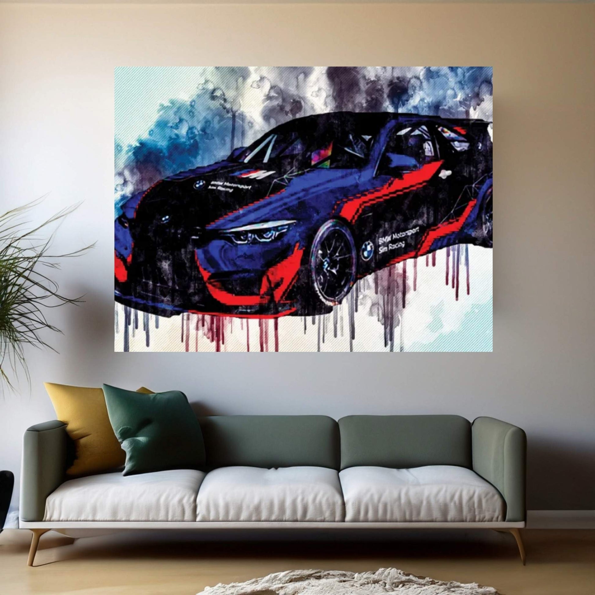 Bmw M4 Gt4 2021 Exterior Front View Tuning M4 Race Car Canvas Wall Art - Y Canvas