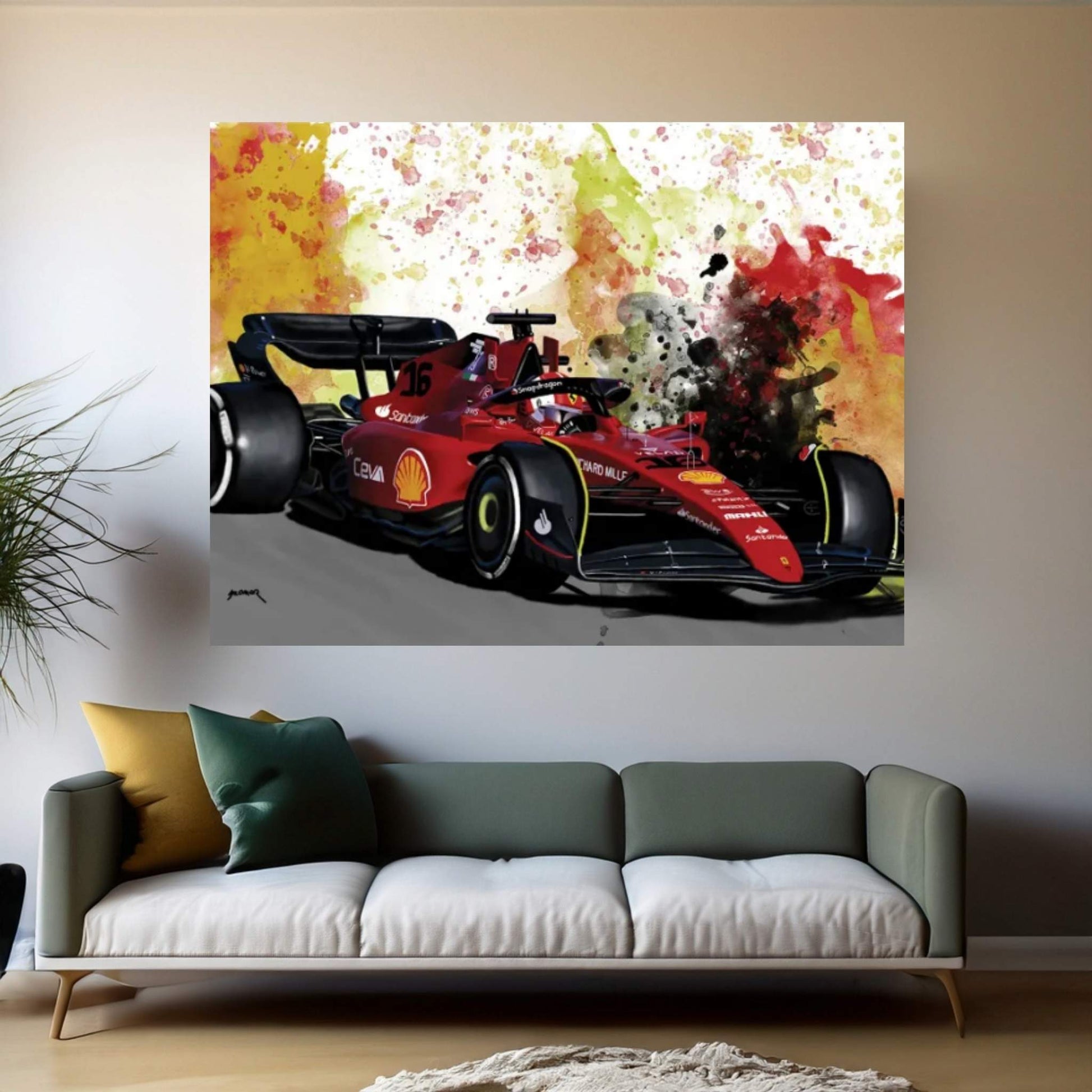 Leclerc's Racecar Canvas Wall Art - Y Canvas