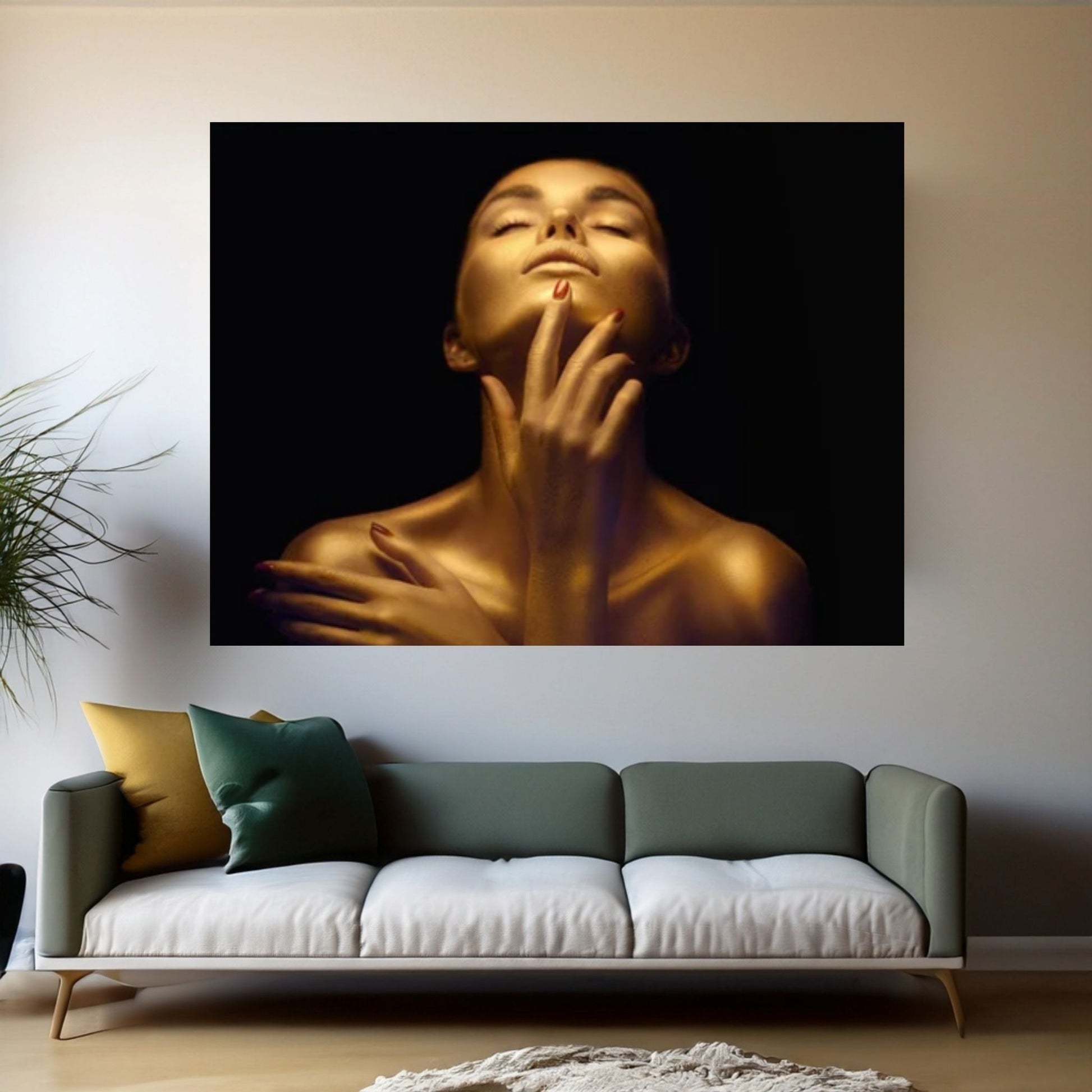 Black Woman Gold Lips, Purple Lips Woman, Black Woman Wall Art, African Woman Canvas - Y Canvas