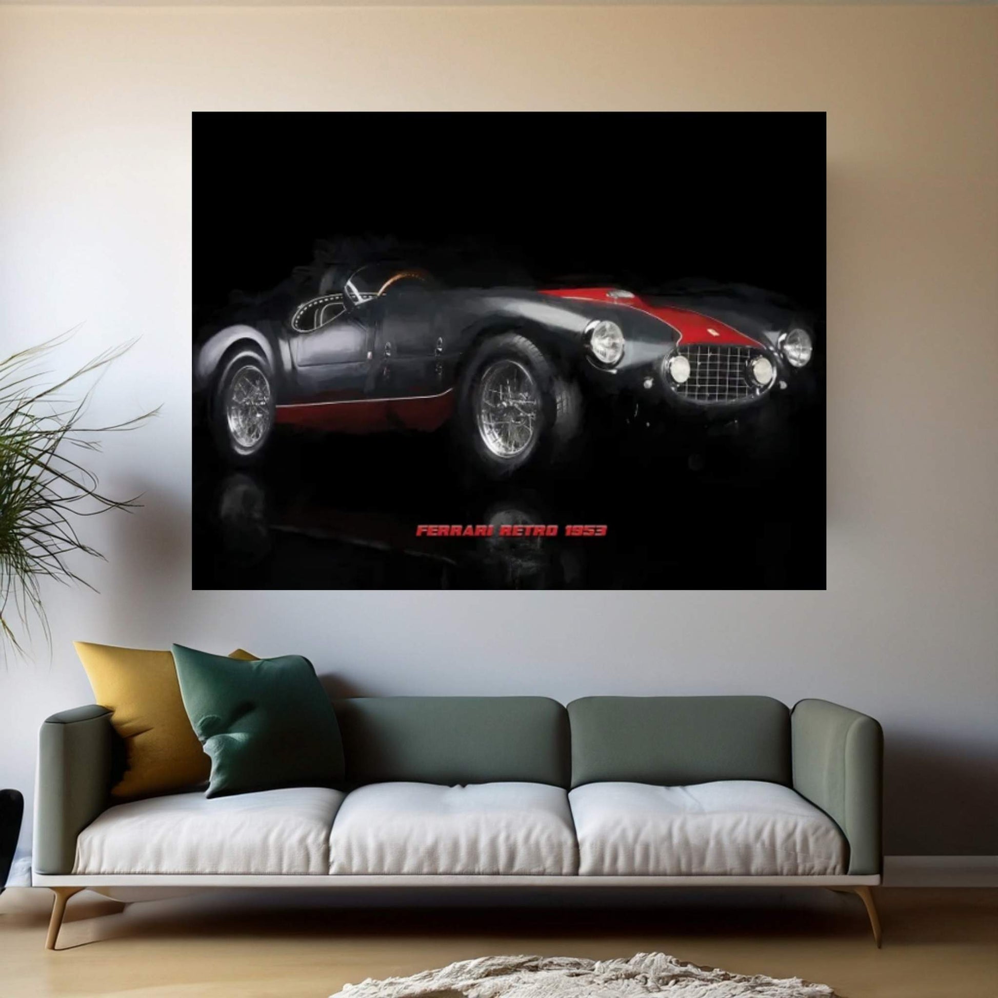 Ferrari Retro 1953 In Watercolor Canvas Wall Art - Y Canvas