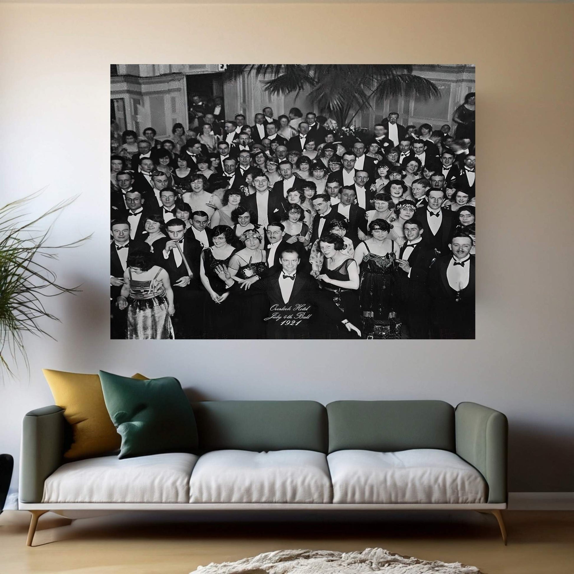 The Shining Overlook Hotel Poster, Dinner Ball Party, Black and White, Vintage Photo Print, Jack Nicholson, Stanley Kubrick, Jack Torrance Canvas Wall Art - Y Canvas