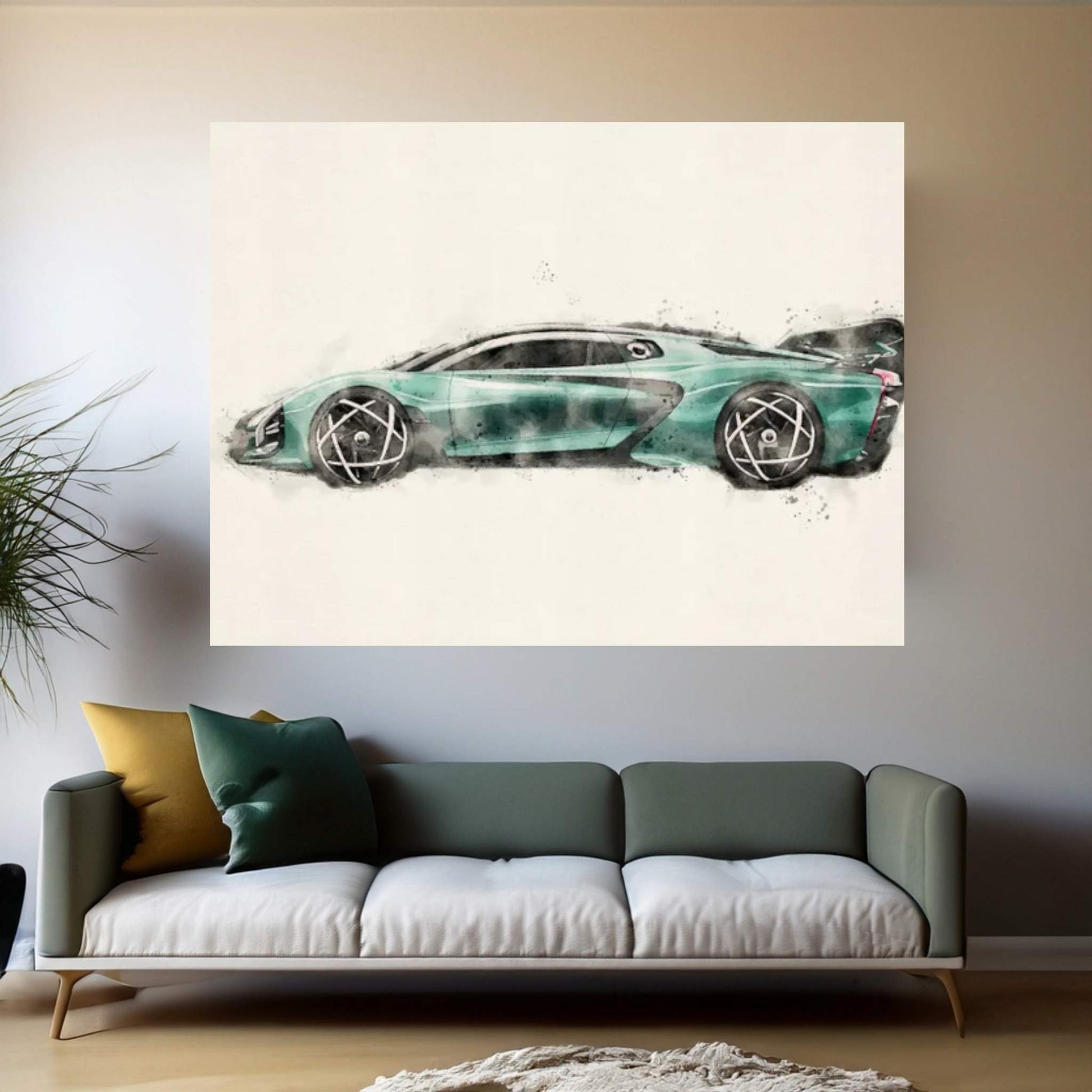 Hongqi S9 In Watercolor vII Canvas Wall Art - Y Canvas