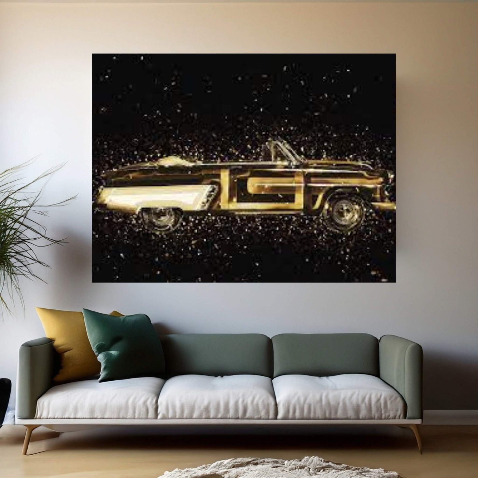 Golden - Vintage Car Canvas Wall Art - Y Canvas