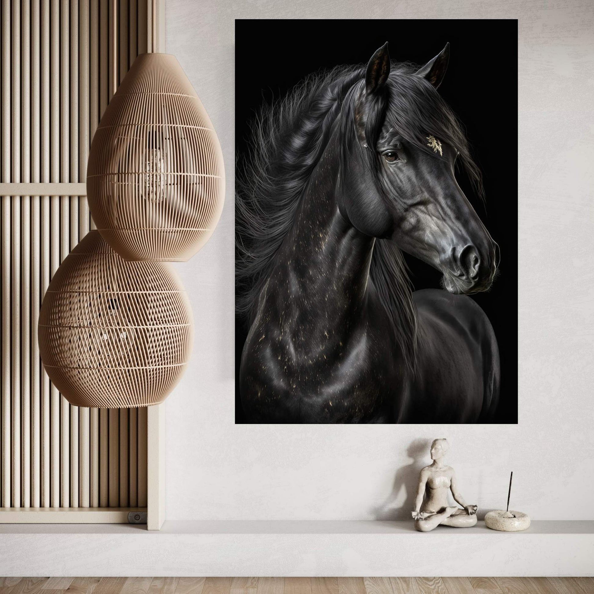 Beautiful Black Horse Canvas Wall Art , Animal Wall Art - Y Canvas