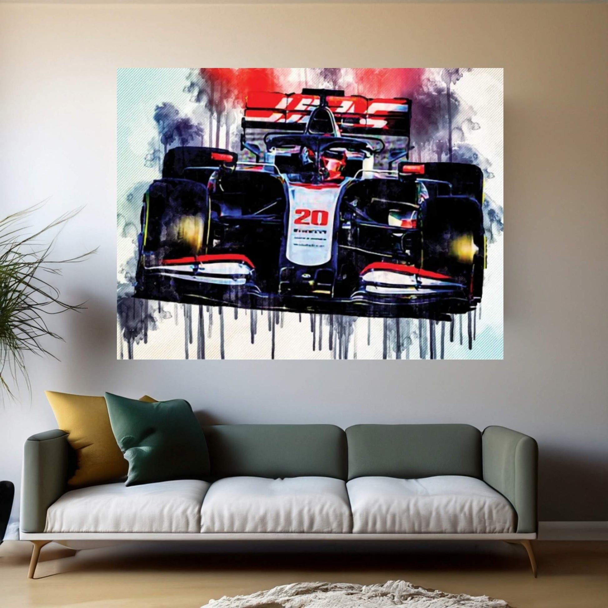 Kevin Magnussen Closeup Haas Vf-20 Raceway 2020 F1 Cars Formula 1 Canvas Wall Art - Y Canvas