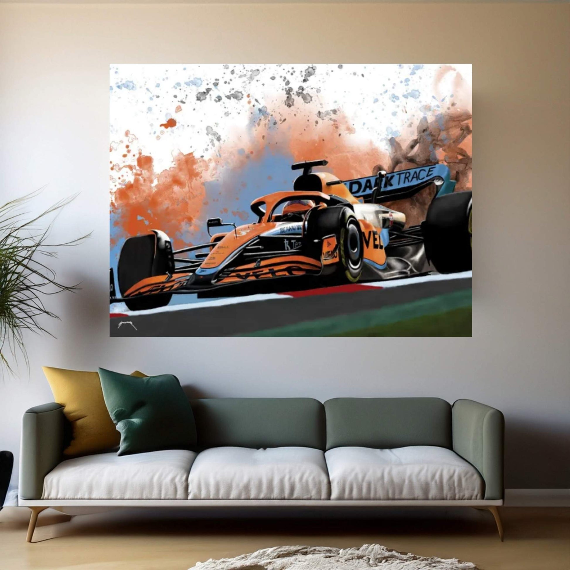 Ricciardo's Racecar Canvas Wall Art - Y Canvas