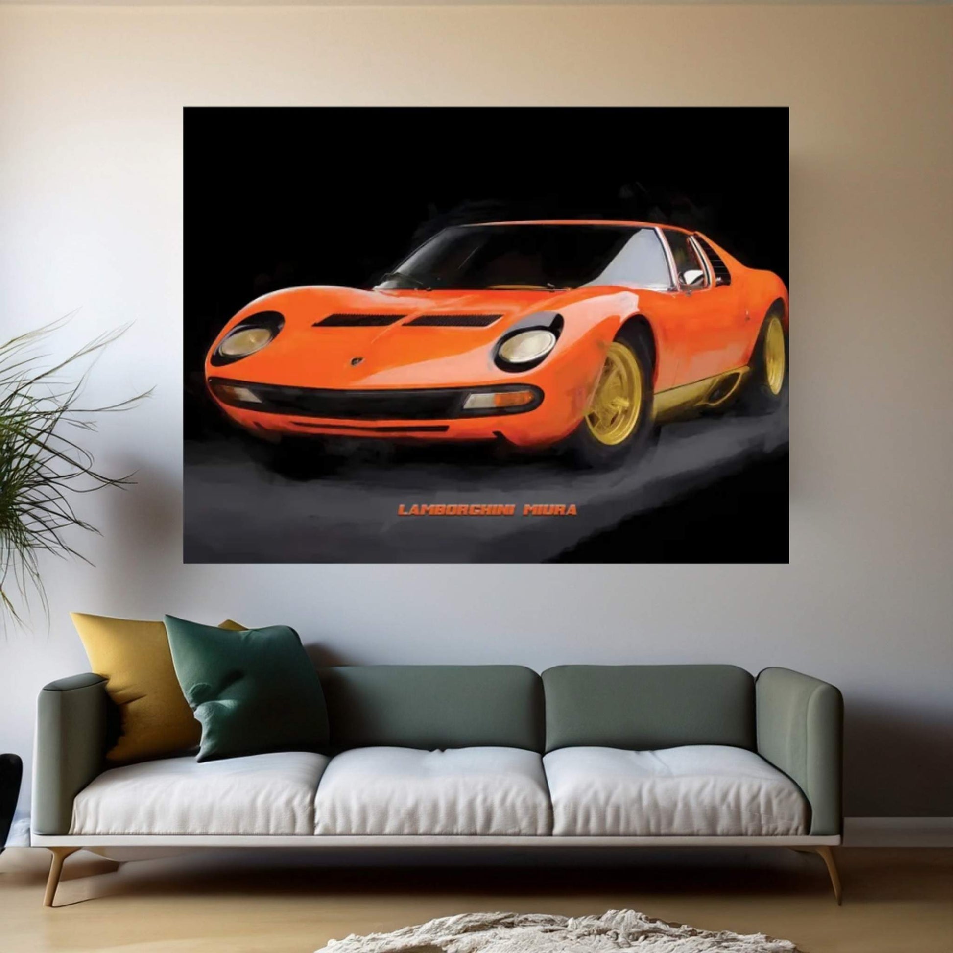 Lamborghini Miura In Watercolor Canvas Wall Art - Y Canvas