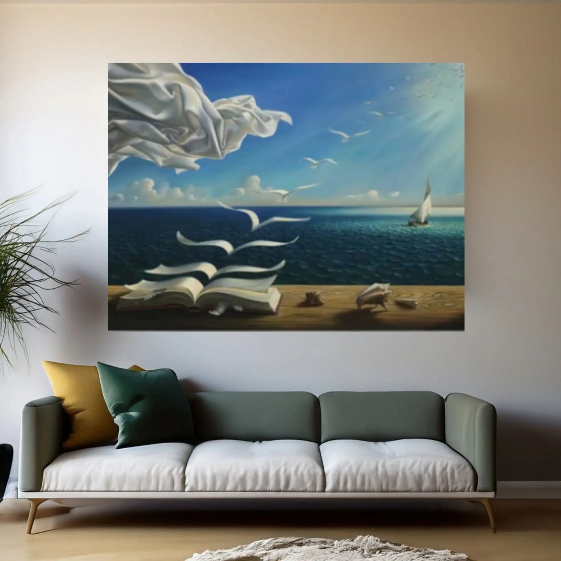 Salvador Dali - Book to Birds Canvas Wall Art Decor, Reproduction Canvas Home Decor, Dali Canvas, Salvador Dali Print - Y Canvas