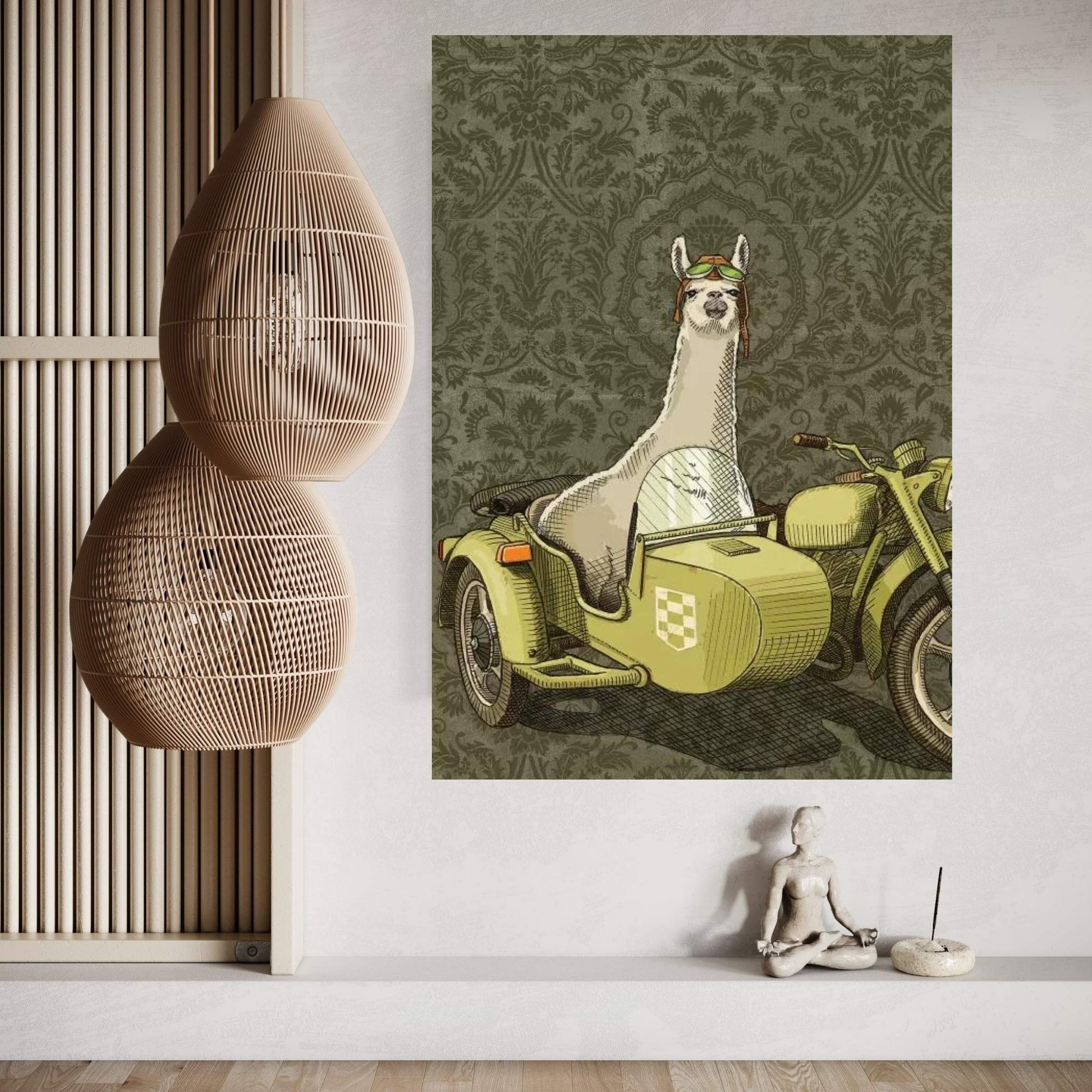 Sidecar Llama Canvas Wall Art - Y Canvas