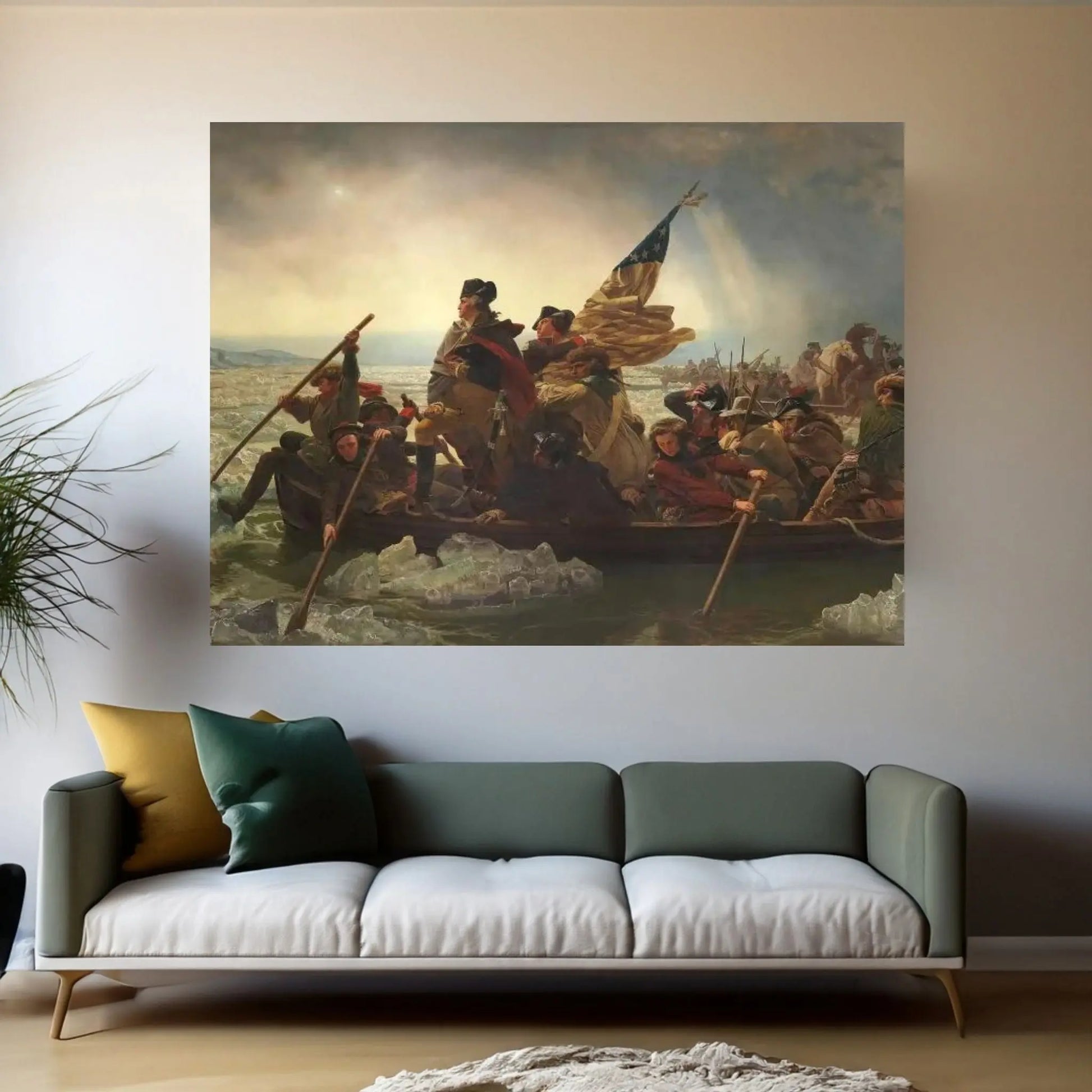 Painting Of George Washington Crossing The Delaware Canvas Wall Art - Y Canvas