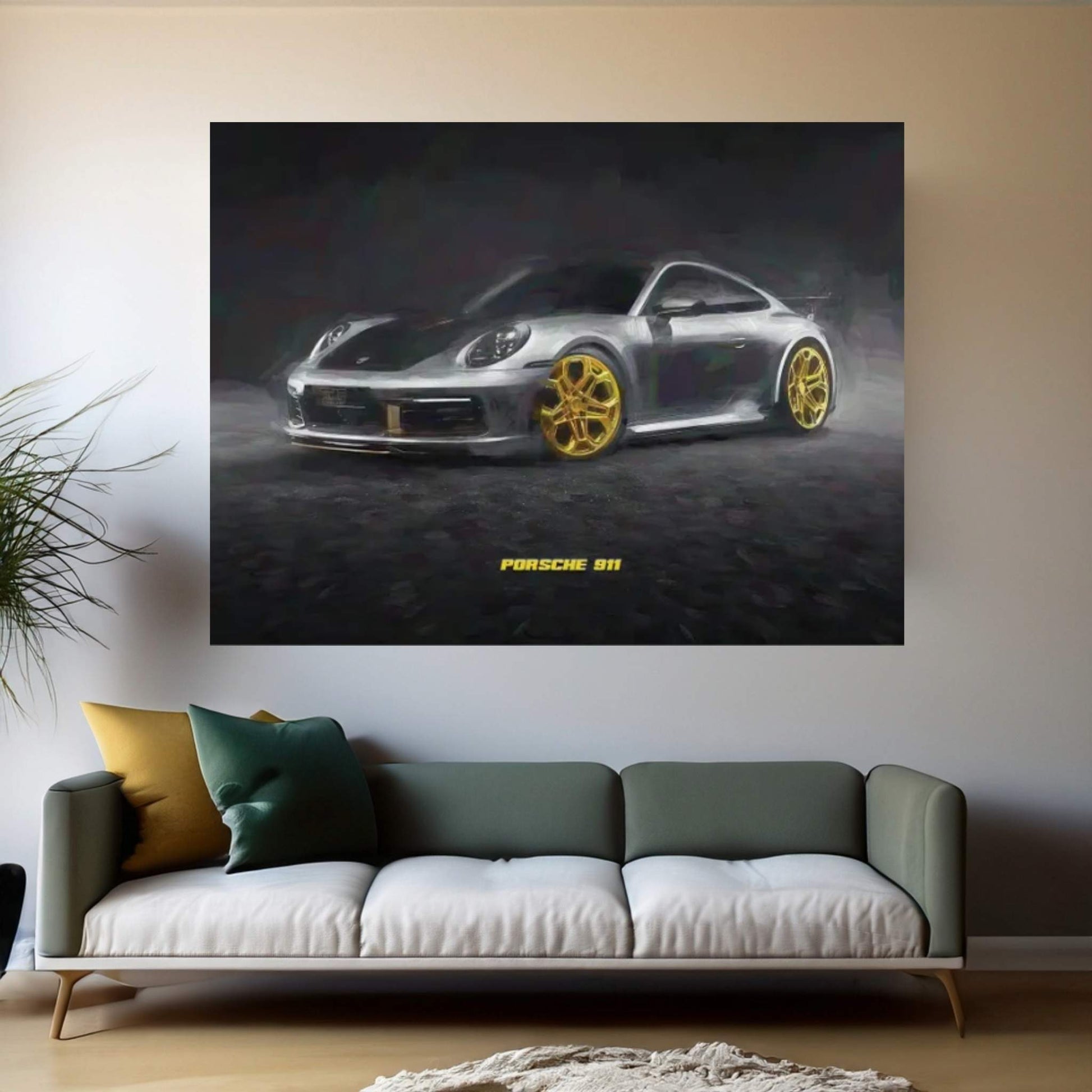 Porsche 911 In Watercolor Canvas Wall Art - Y Canvas