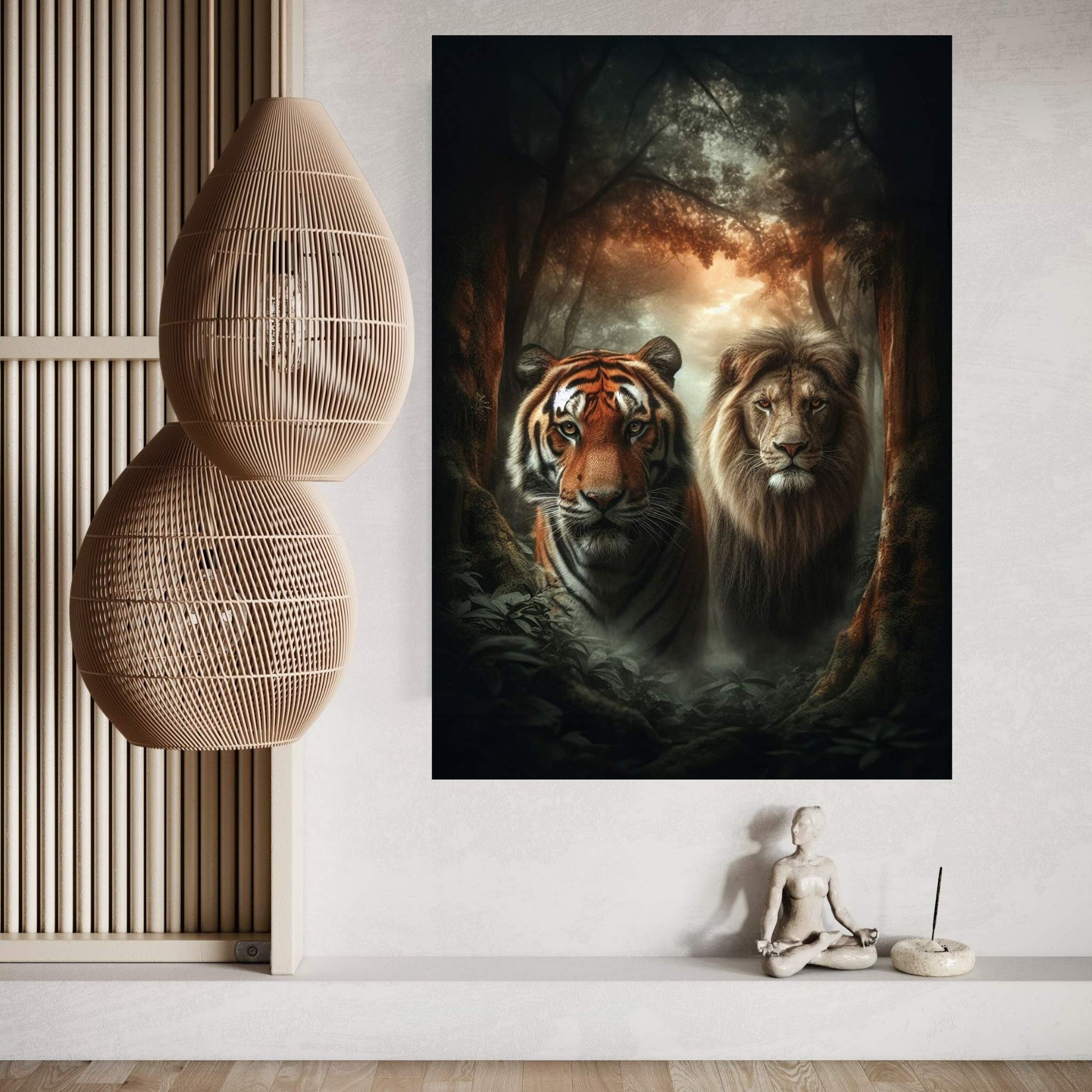 Lion Tiger Animal Canvas Wall Art Home Decor - Y Canvas