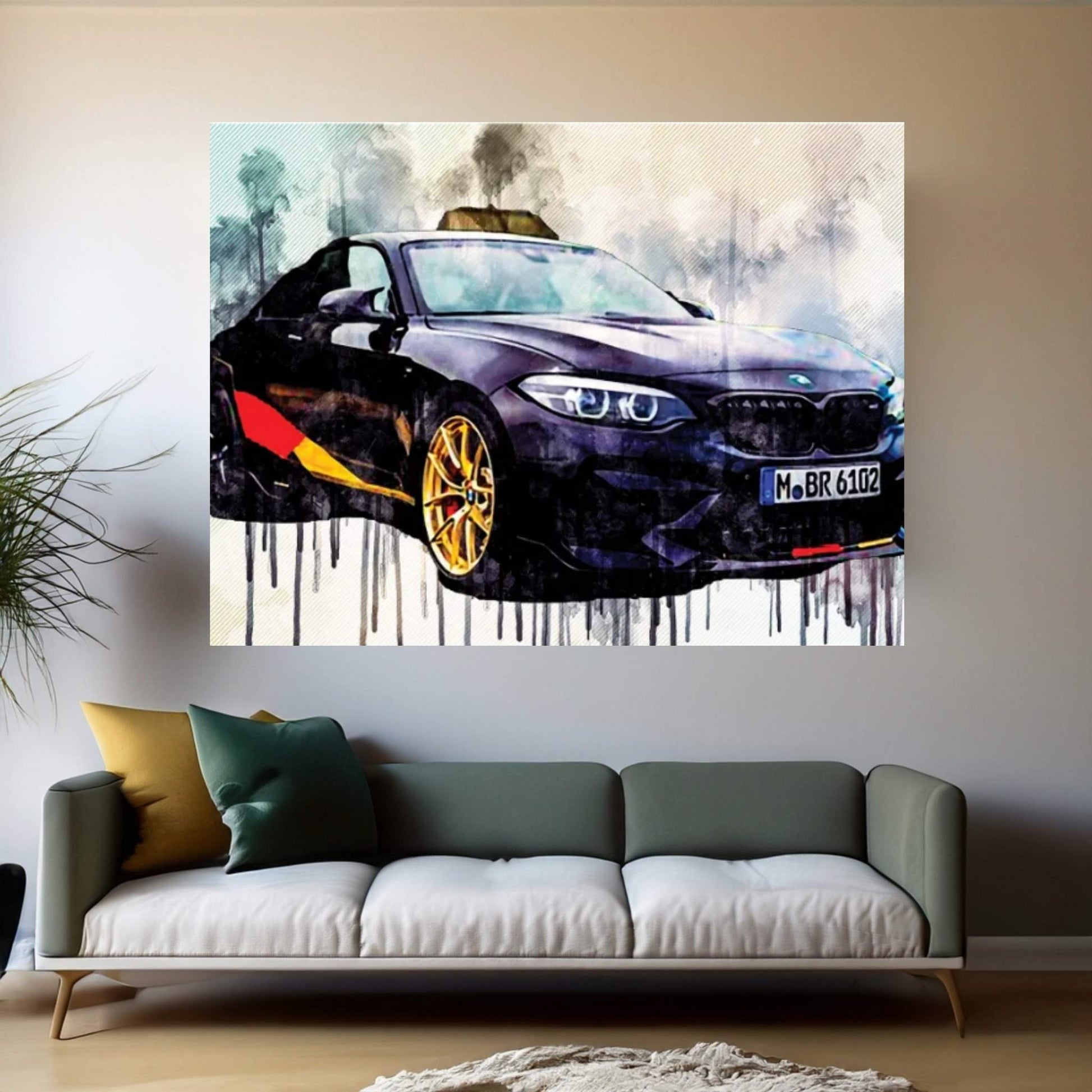 Bmw M2 2018 M Performance Competition Black Sports Front View Tuning Canvas Wall Art - Y Canvas