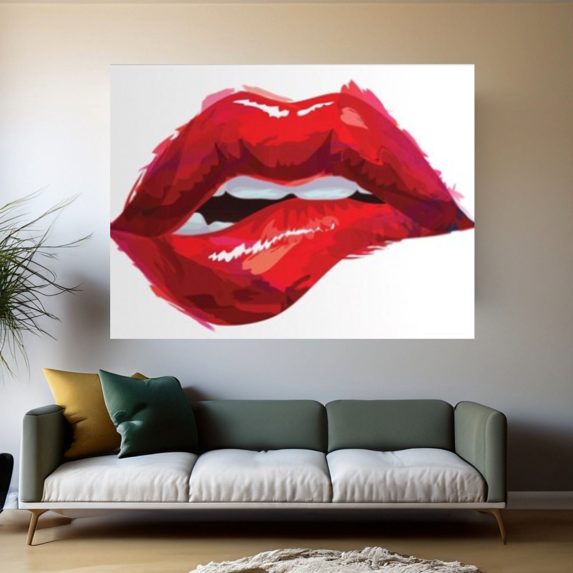 Large Sexy Red Lips Print on Canvas, Christmas Gift - Y Canvas