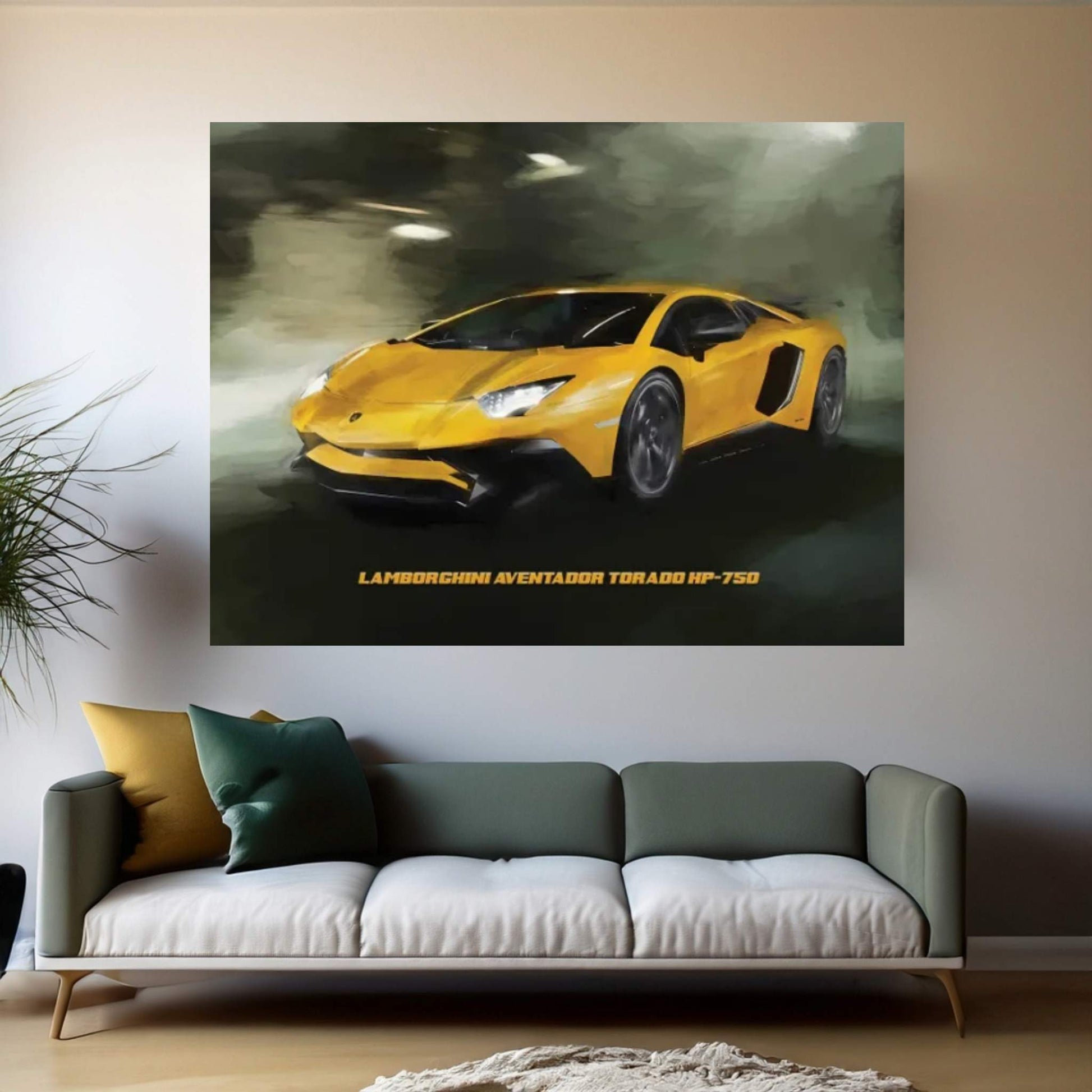 Lamborghini Aventador Tornado HP-750 In Watercolor Canvas Wall Art - Y Canvas