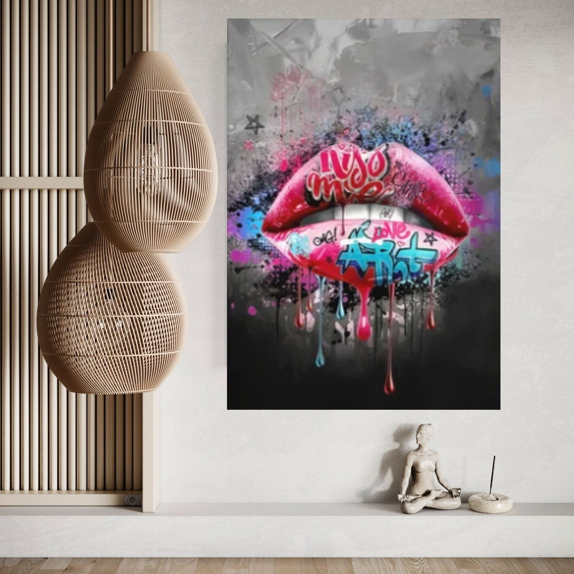Banksy Poster, Sexy Lip Art Canvas Decor, Colourful Wall Art Decor - Y Canvas