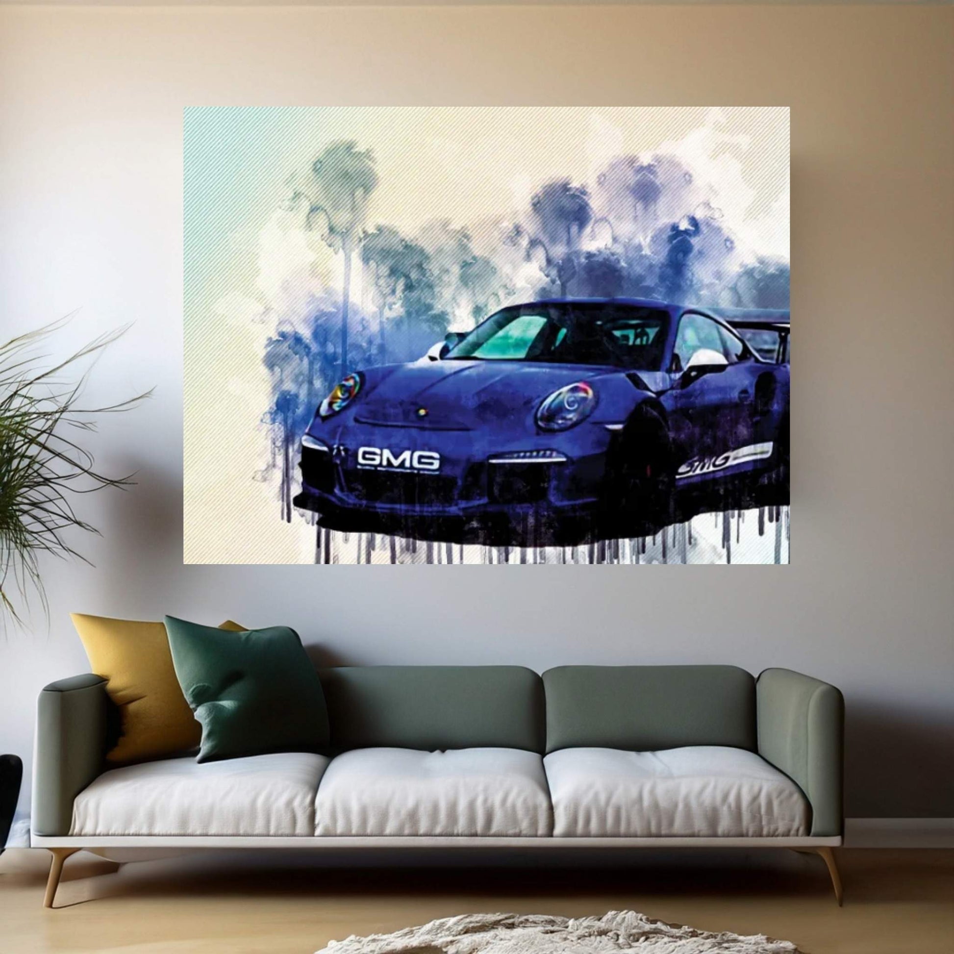 Porsche 911 Gt3Rs Tuning Blue Sports German Sports Cars Canvas Wall Art - Y Canvas