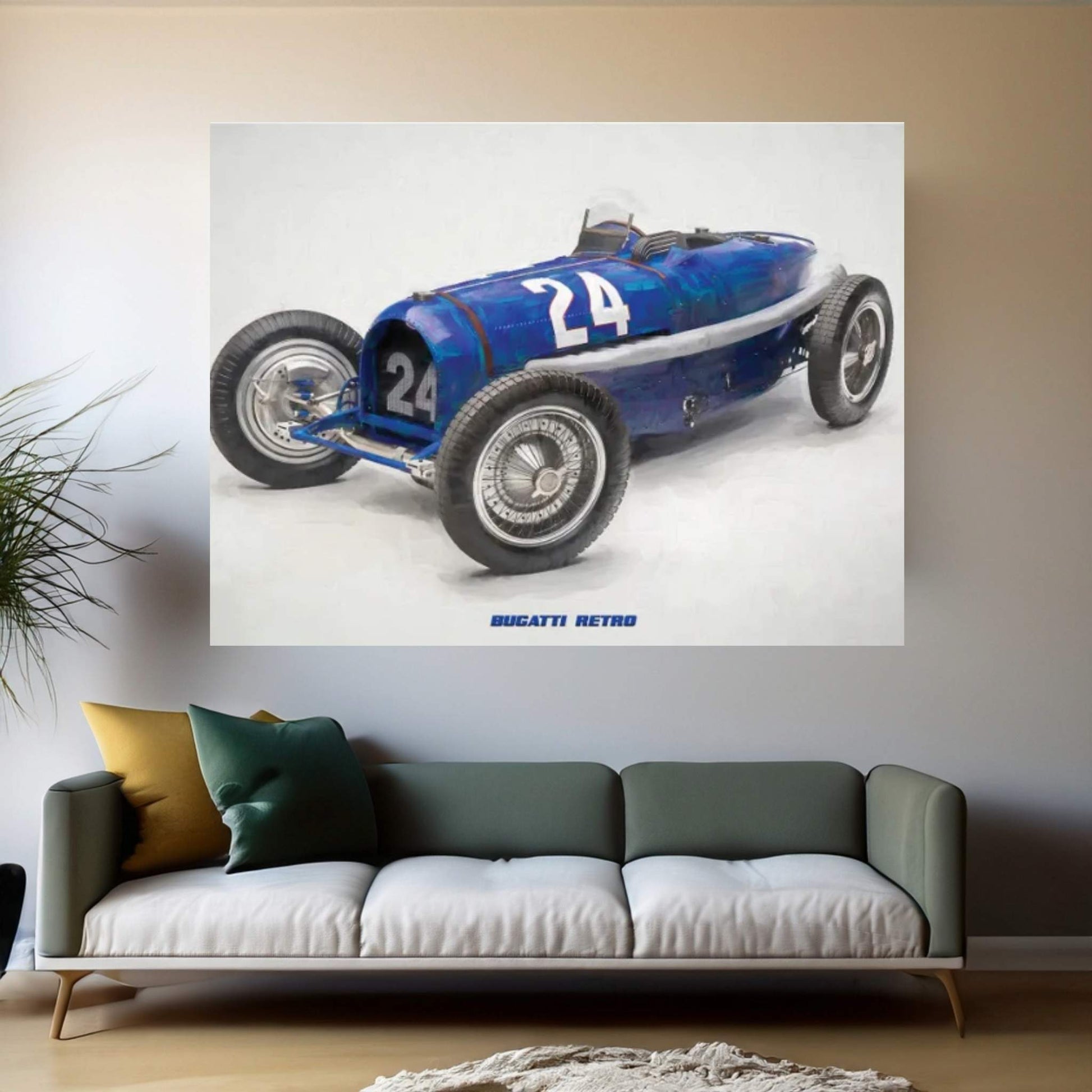 Bugatti Retro In Watercolor Canvas Wall Art - Y Canvas