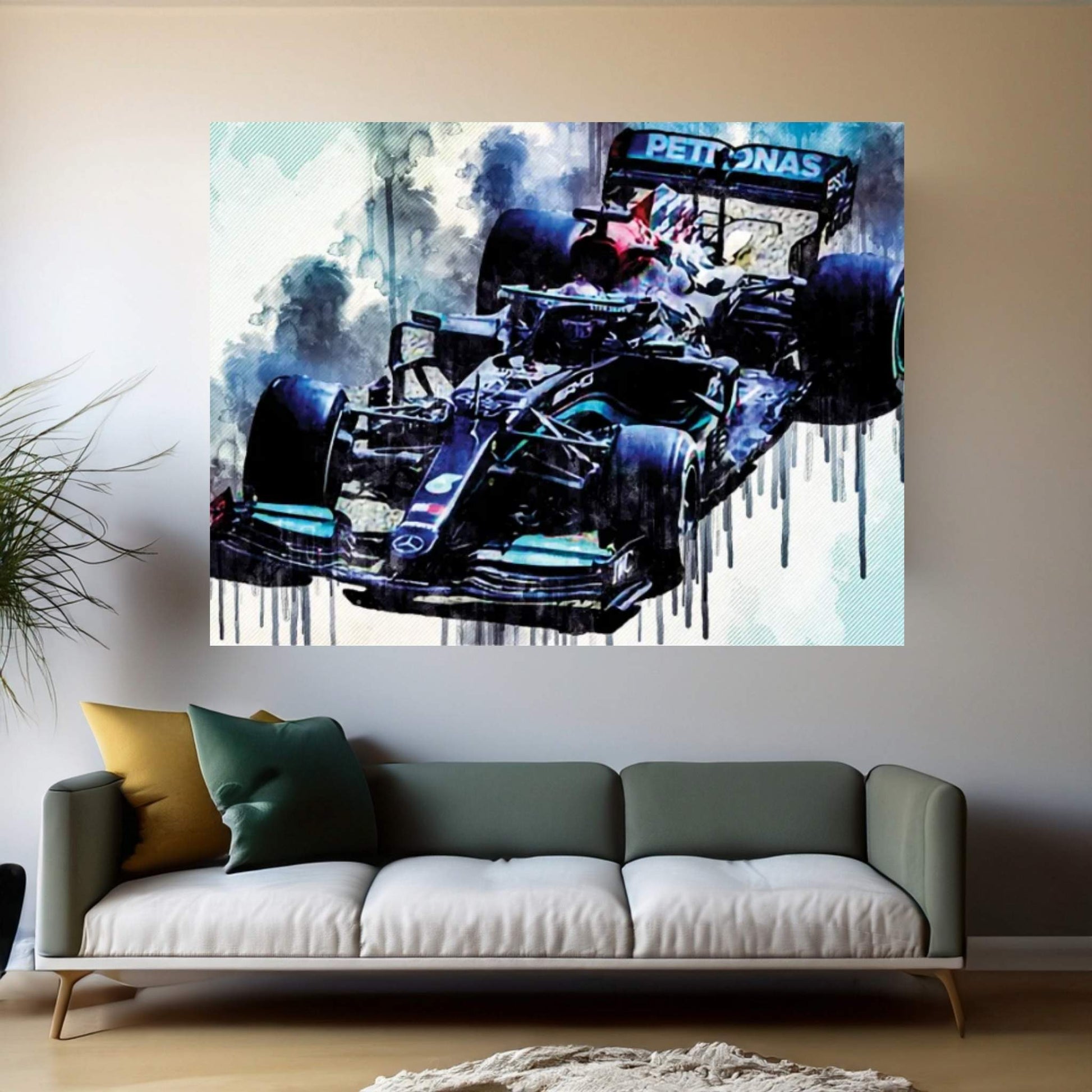 Lewis Hamilton 2021 Mercedes-Amg F1 W12 Mercedes-Amg Petronas Formula One Team British Racing Drivers Formula 1 Canvas Wall Art - Y Canvas