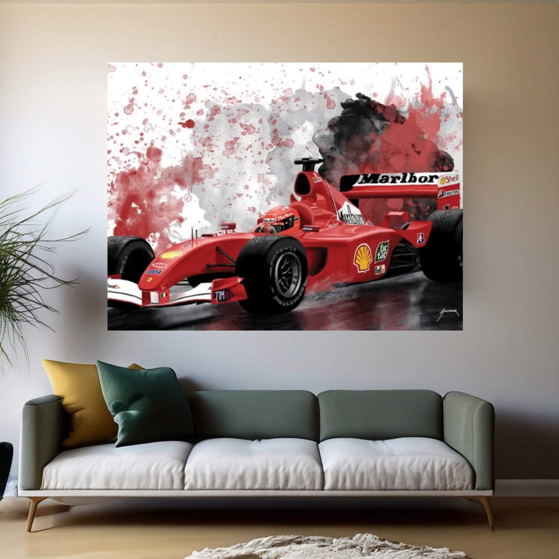 Schumacher's Racecar Canvas Wall Art - Y Canvas
