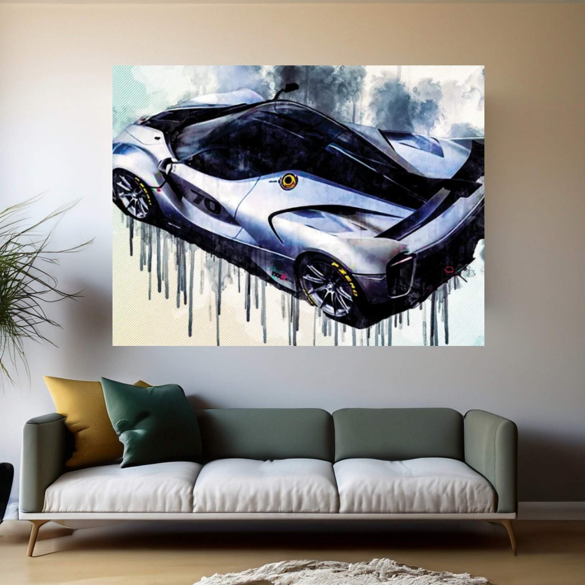 Ferrari Fxx-K Evo 2018 Hypercar Sports Car Top View Carbon Spoiler Italian Cars Canvas Wall Art - Y Canvas