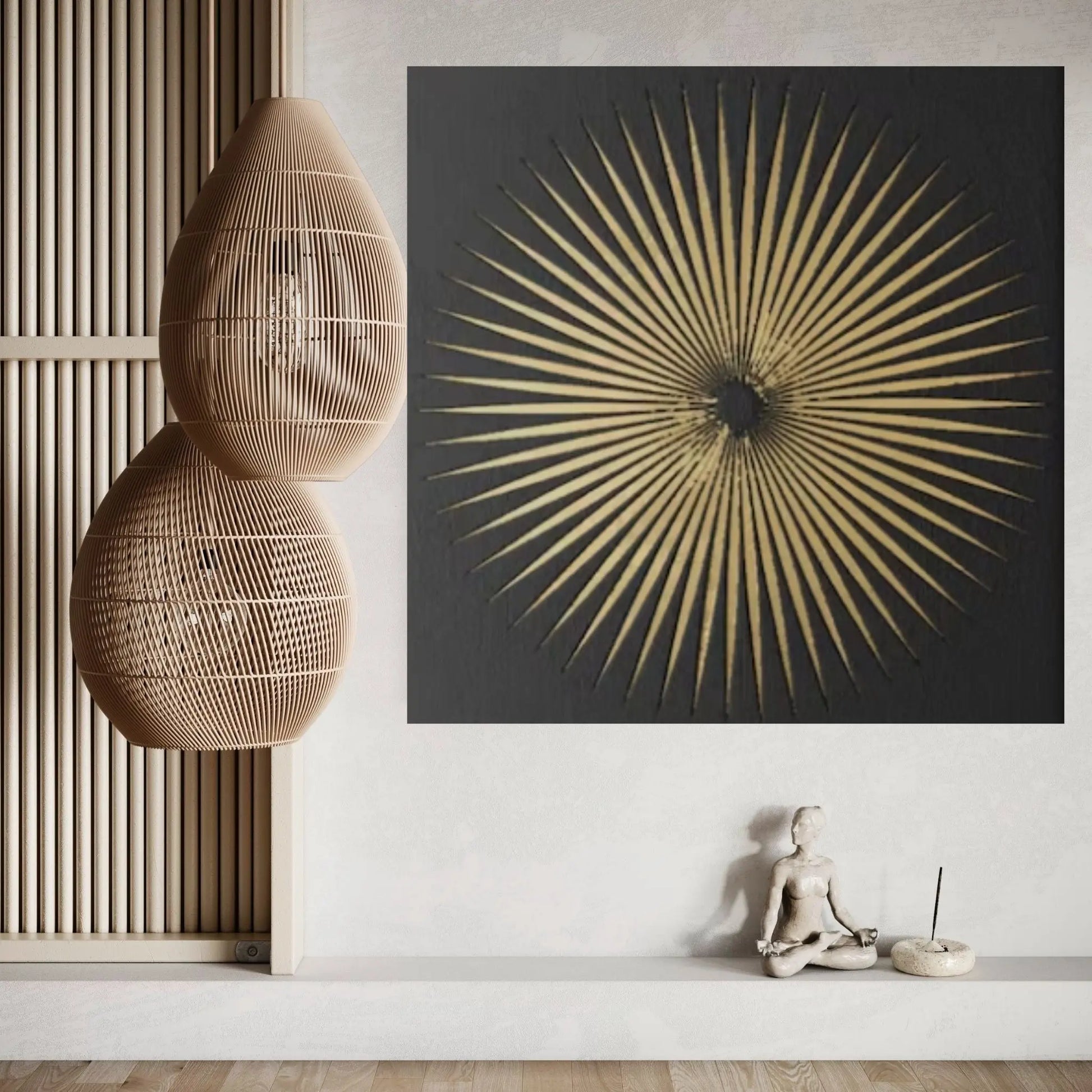 Golden Circle Oil Painting on Canvas Original Modern Textured Painting Abstract Living Room Wall Art - Y Canvas