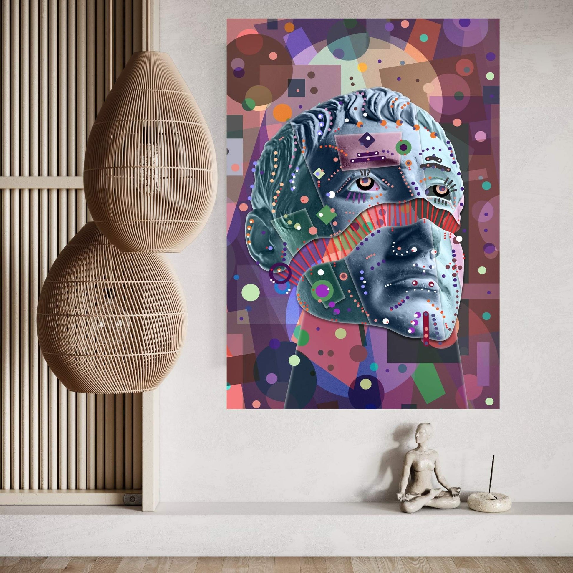 Abstract Modern Line Human Portrait Colored Canvas Wall Art - Y Canvas