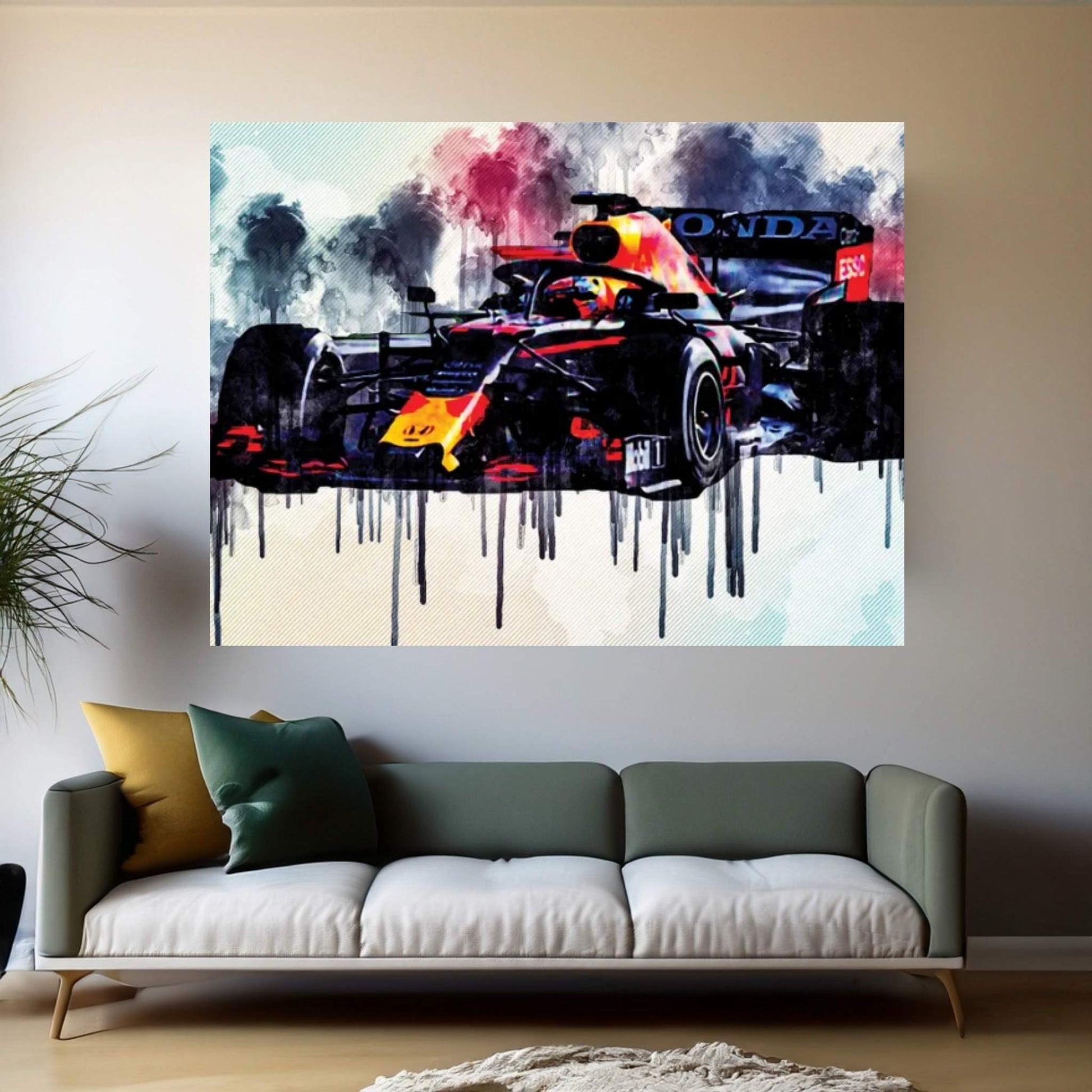 Max Verstappen Red Bull Racing Rb16B Raceway 2021 F1 Cars Formula 1 Rb16B On Track Red Bull Racing Honda Canvas Wall Art - Y Canvas