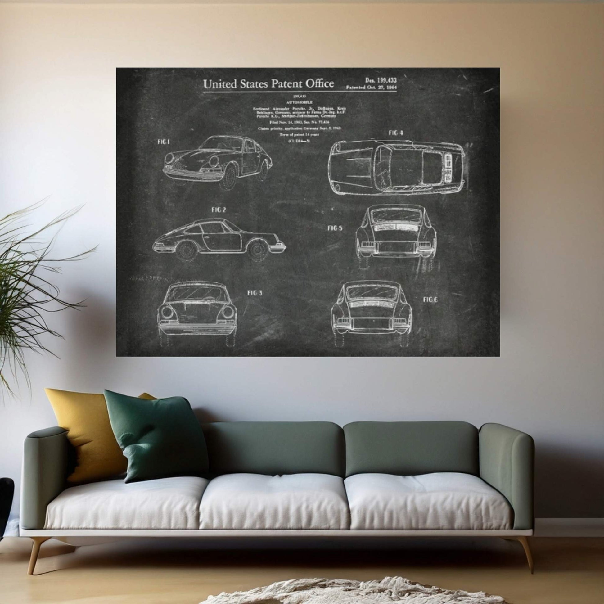 Automobile Porsche Patent II Canvas Wall Art - Y Canvas