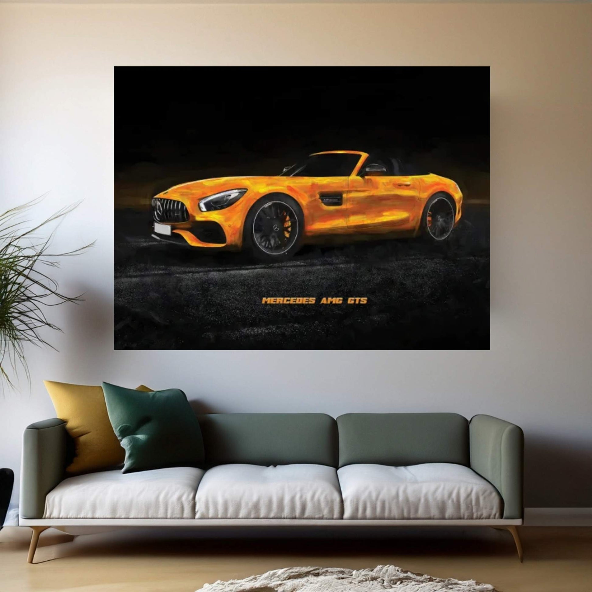 Mercedes AMG GTS In Watercolor Canvas Wall Art - Y Canvas