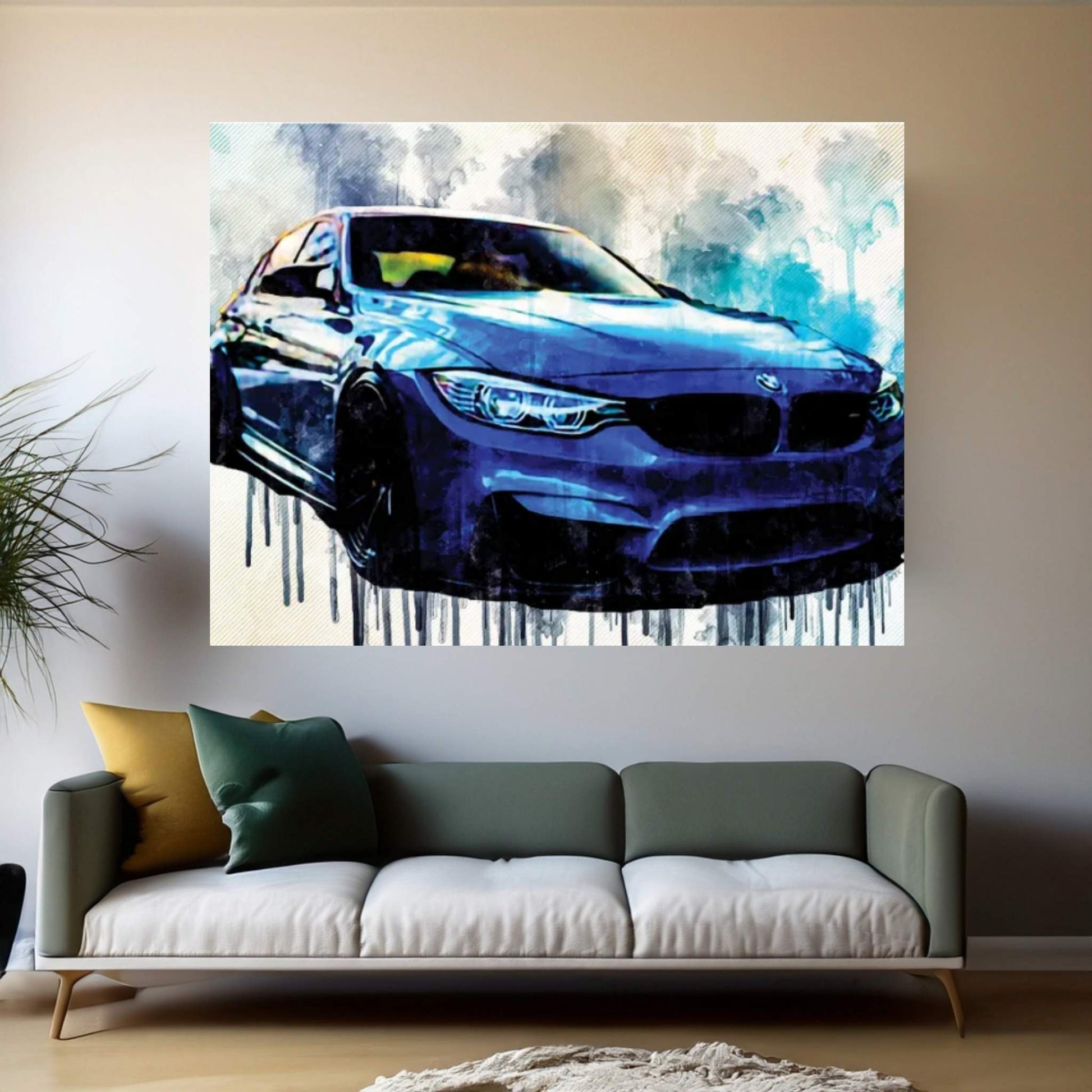 Bmw M3 2018 Front View Luxury Tuning New Blue M3 F80 Tuning Canvas Wall Art - Y Canvas
